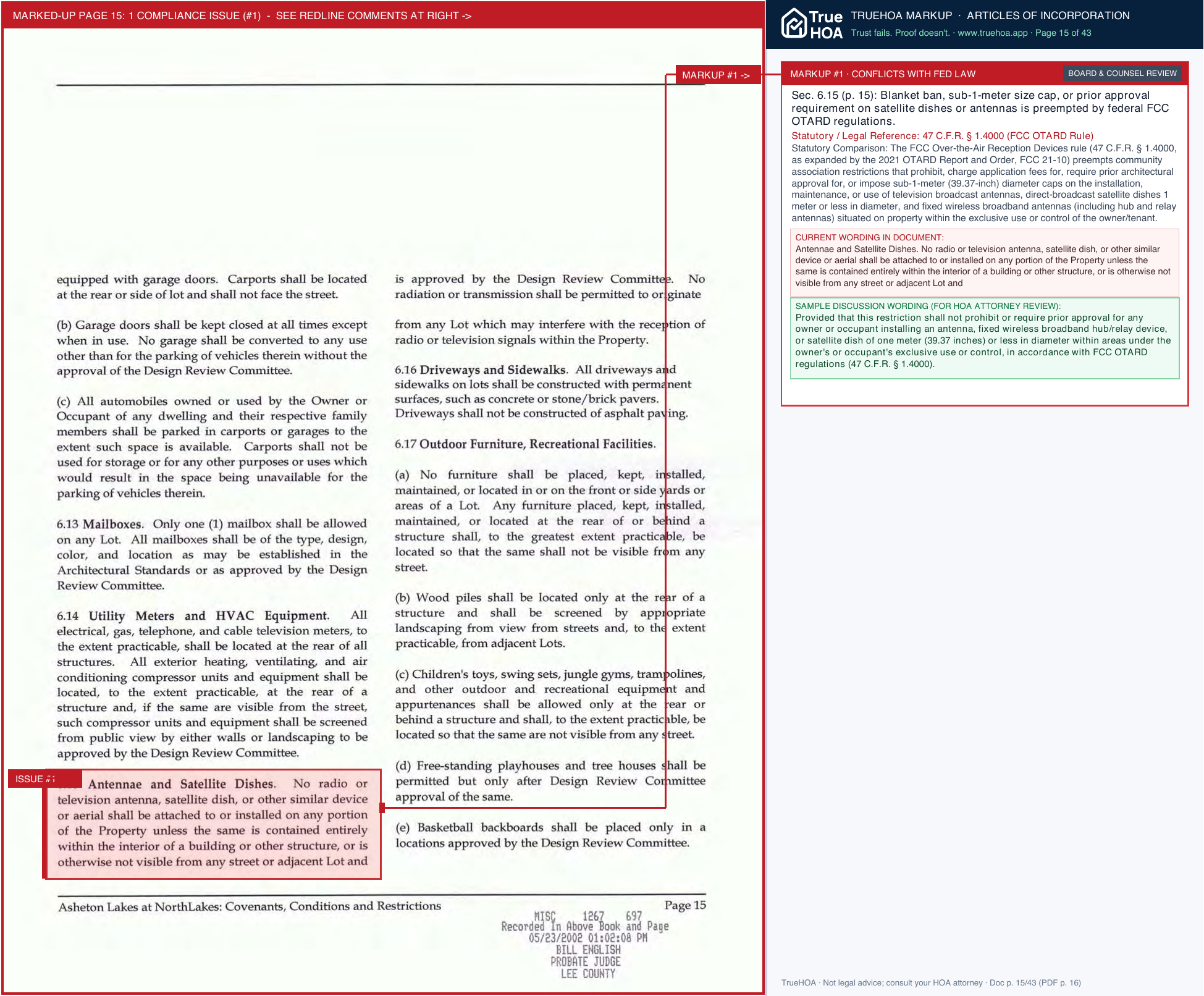 Asheton Lakes POA Alpoa Covenants2 page 15 widened with TrueHOA Crystal AI margin annotations