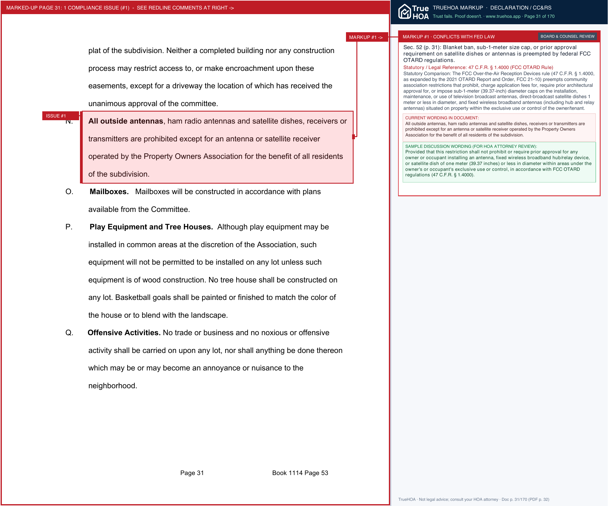 Cherokee Ridge POA Poa Covenants Combined 1992 2022 page 31 widened with TrueHOA Crystal AI margin annotations