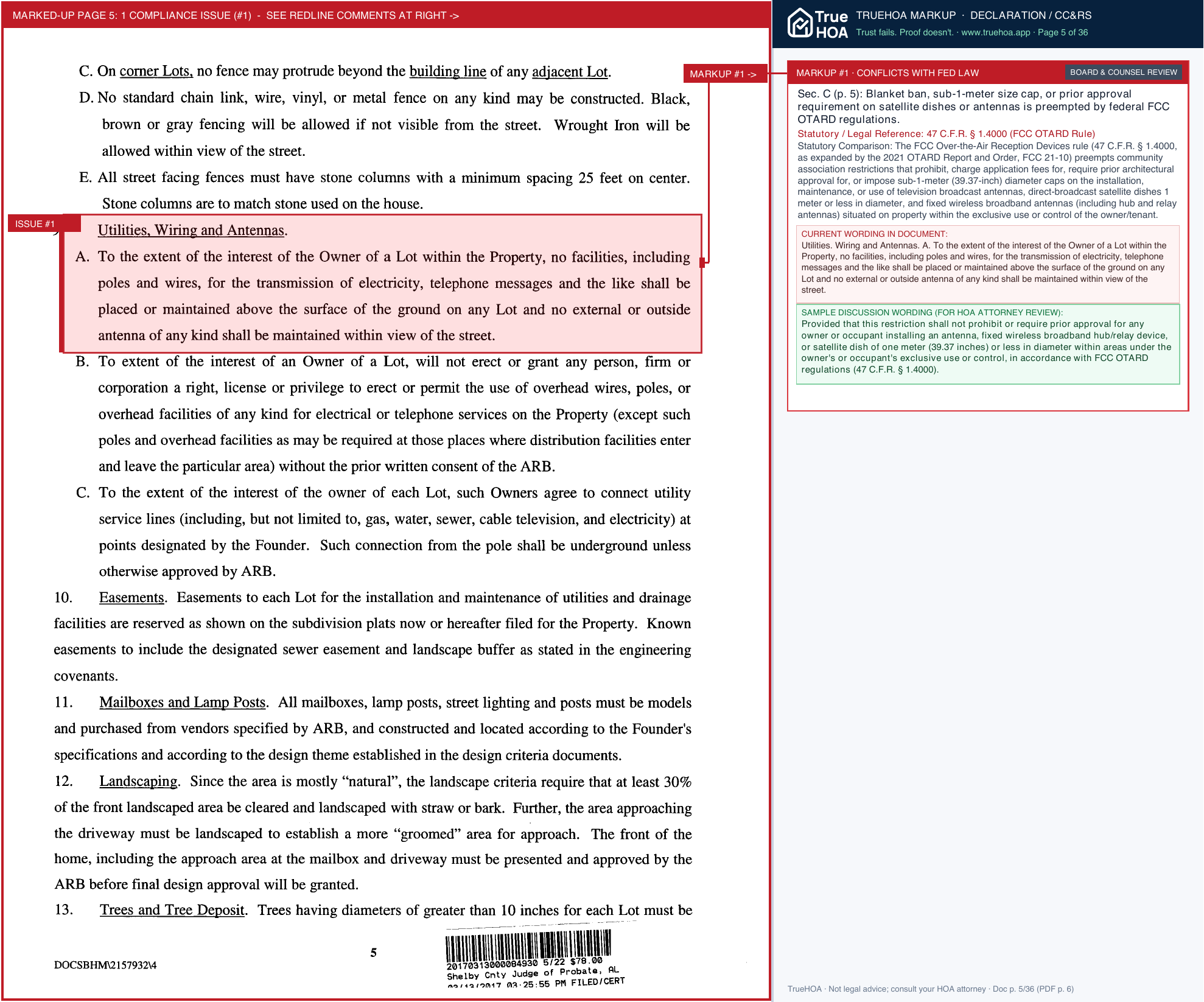 The Highlands Residential Association The Highlands Covenants Combined page 5 widened with TrueHOA Crystal AI margin annotations
