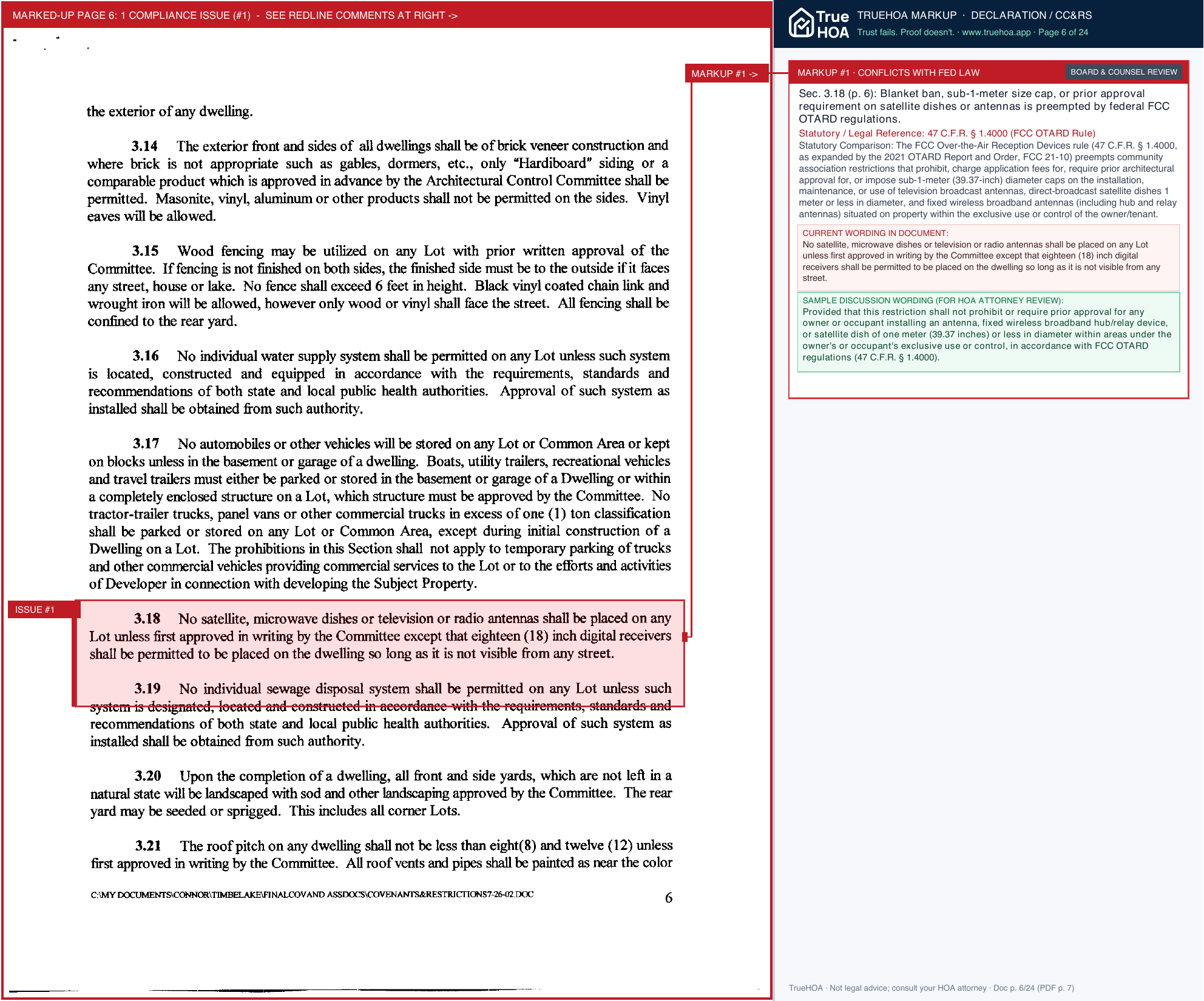 Timberlake HOA Timberlake Covenants page 6 widened with TrueHOA Crystal AI margin annotations