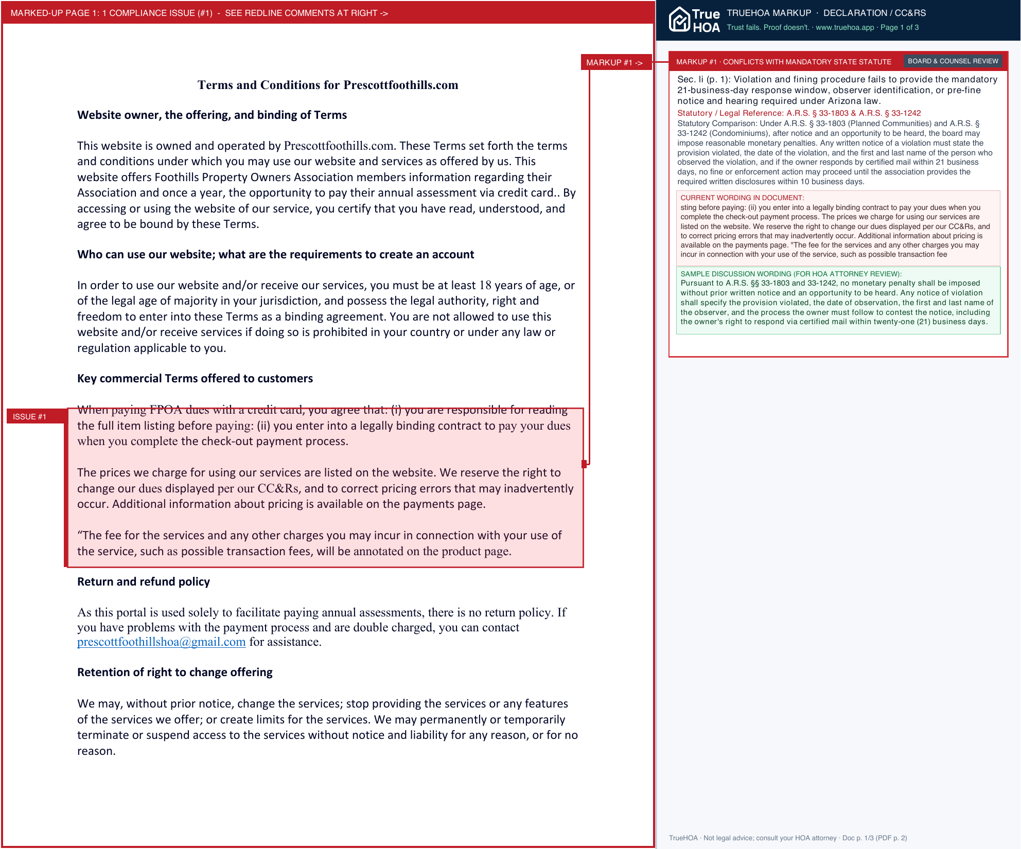 Foothills POA B2166b 42aa91ffa1204837a78768a22fbf0892 page 1 widened with TrueHOA Crystal AI margin annotations