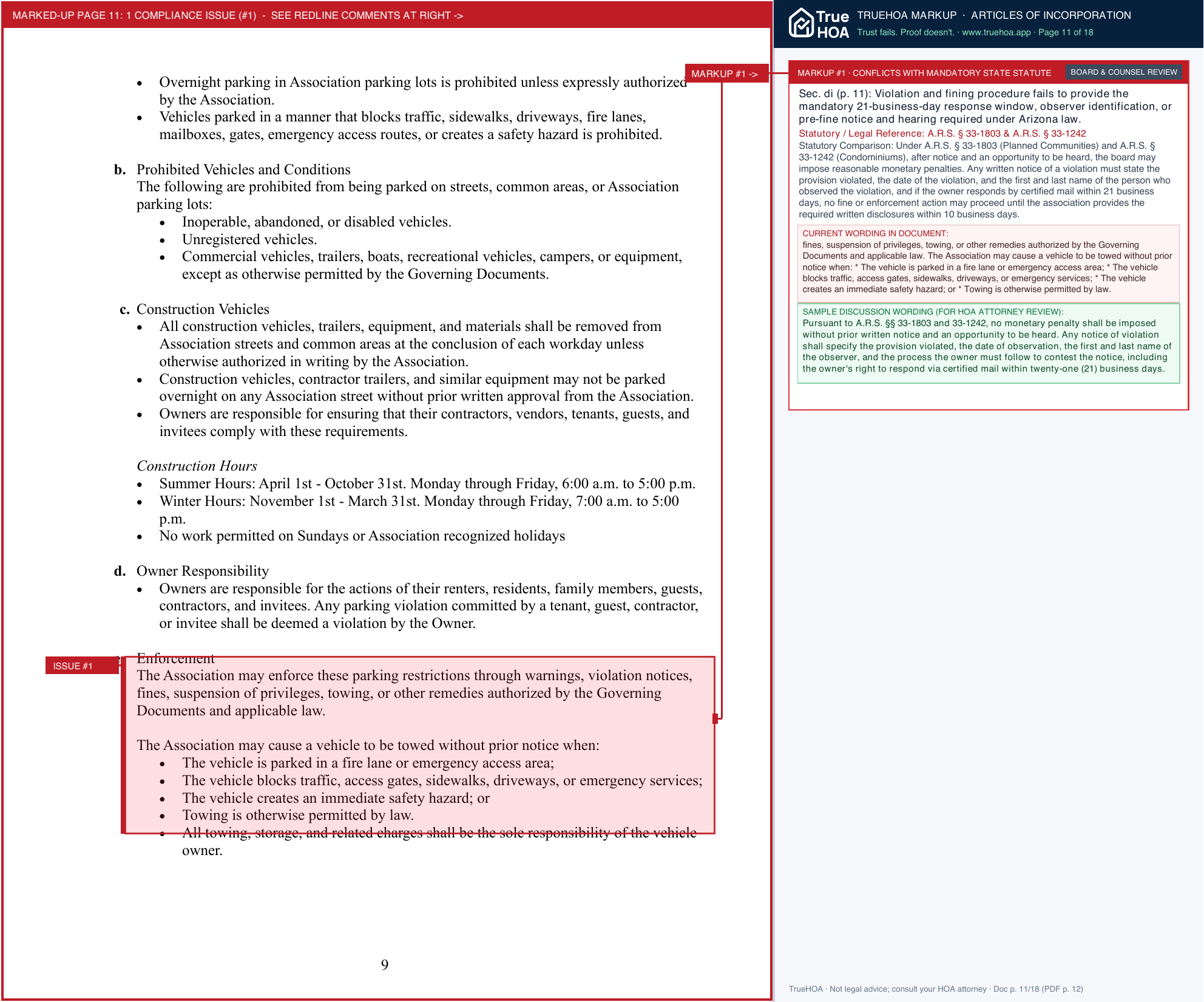 Gainey Ranch Community Association 2026 GRCA Rules page 11 widened with TrueHOA Crystal AI margin annotations