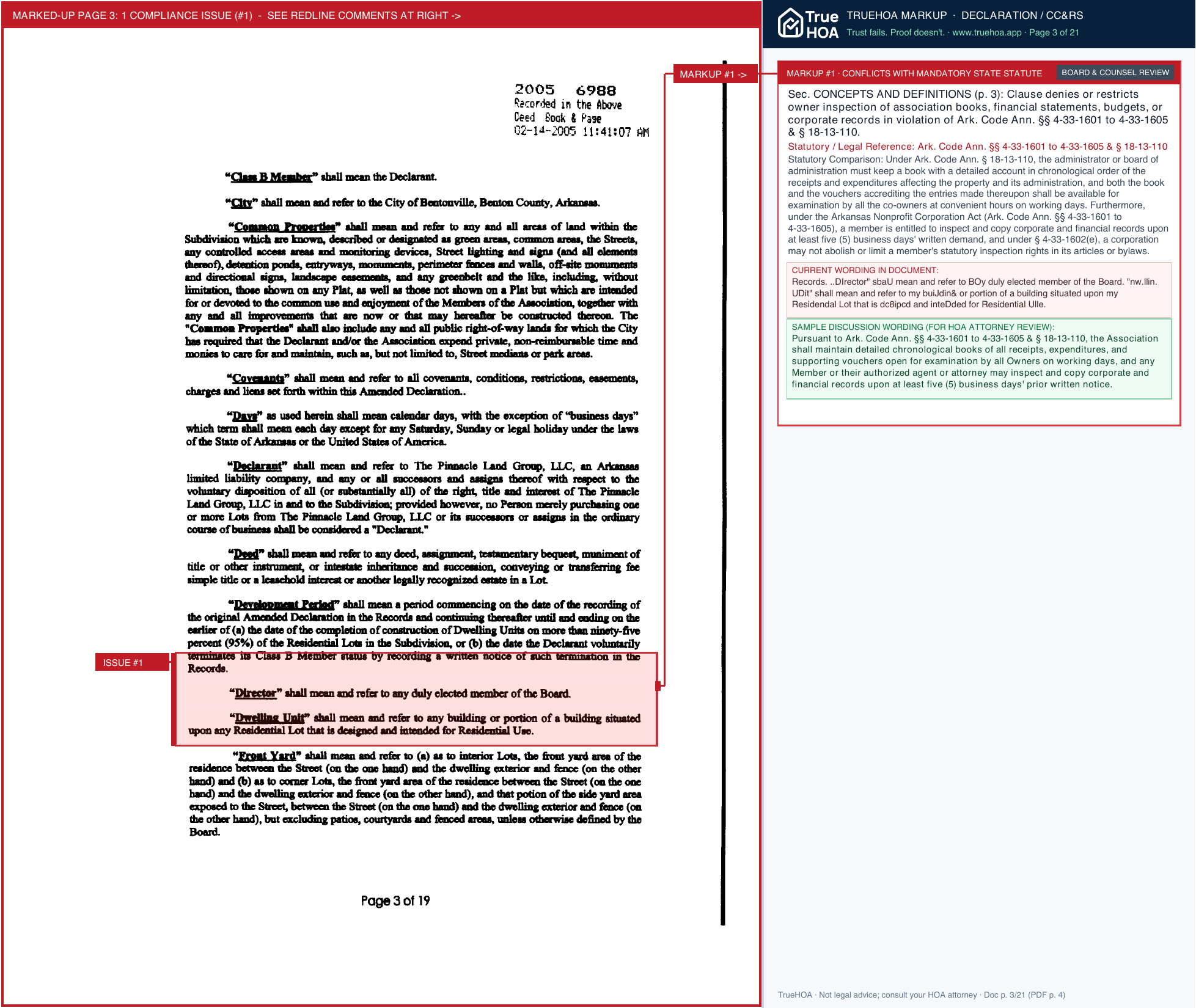 Woods Creek POA Woods Creek POA Covenants page 3 widened with TrueHOA Crystal AI margin annotations
