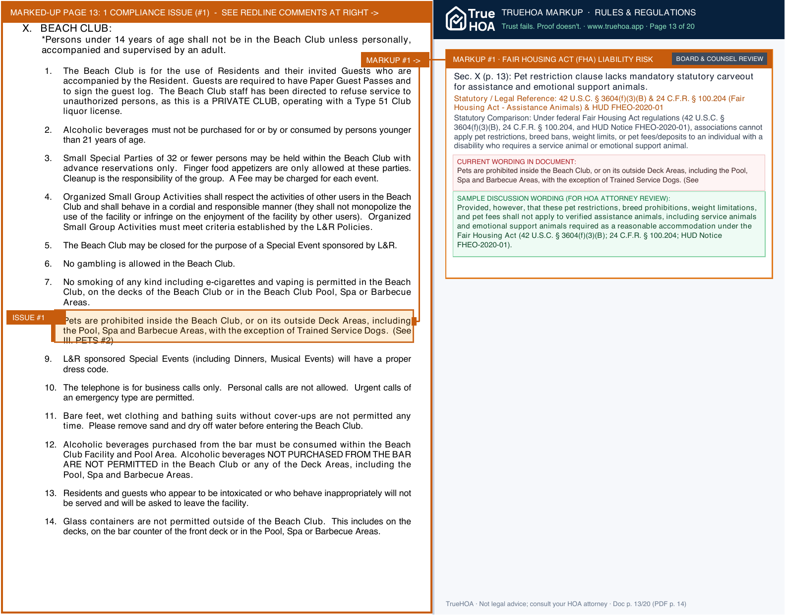Coronado Shores Condominium Association CORONADO SHORES LANDSCAPING Rules and Regs Latest 1 page 13 widened with TrueHOA Crystal AI margin annotations