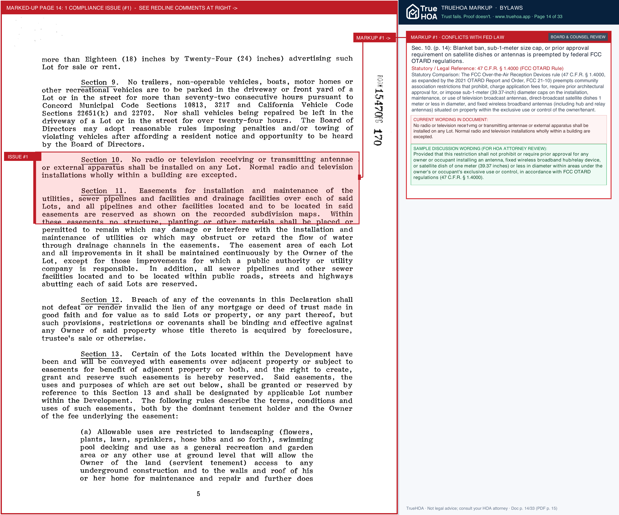 Cowell HOA (walnut Country) Click here to access the Bylaws page 14 widened with TrueHOA Crystal AI margin annotations