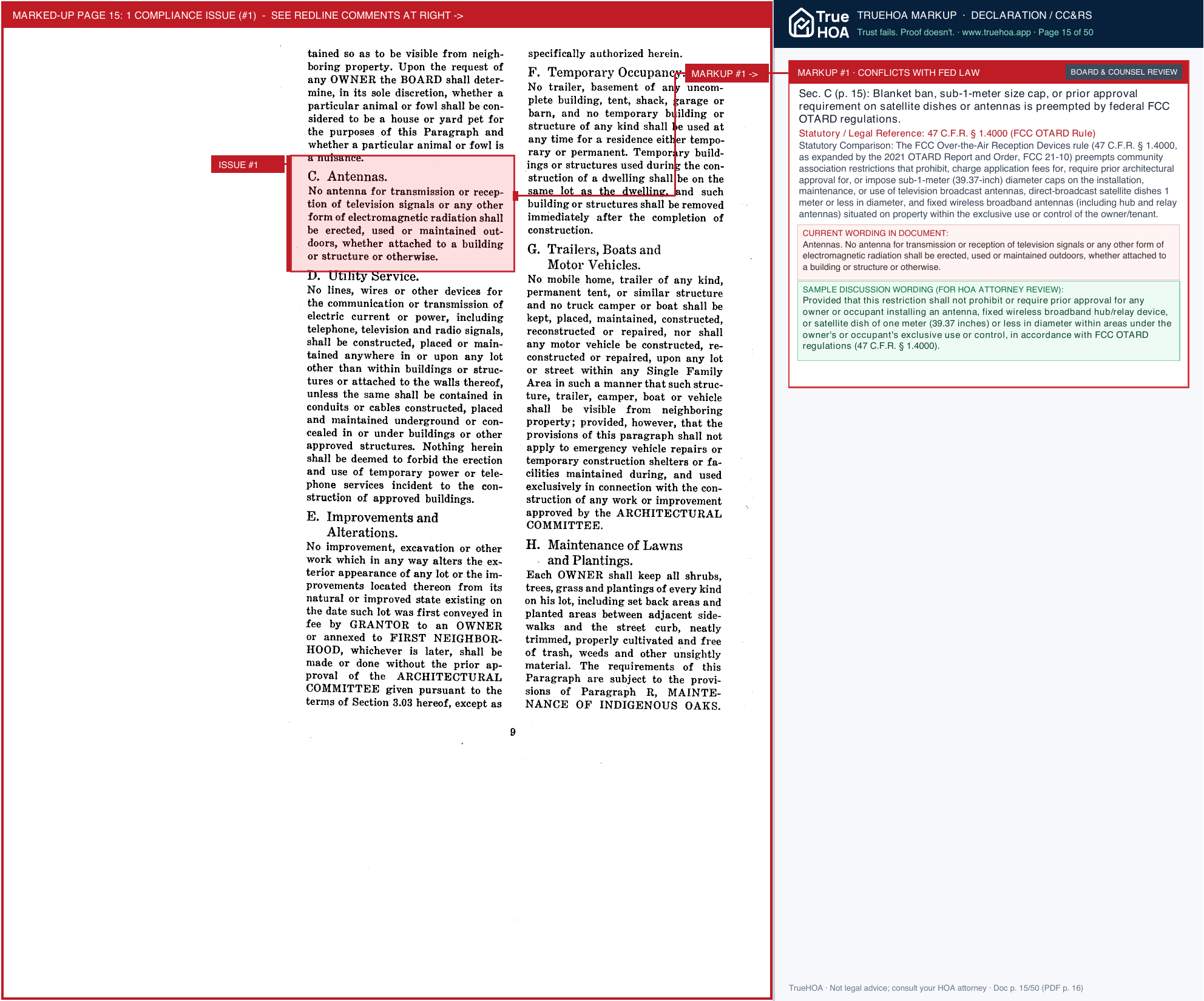 First Neighborhood POA Ccr S page 15 widened with TrueHOA Crystal AI margin annotations