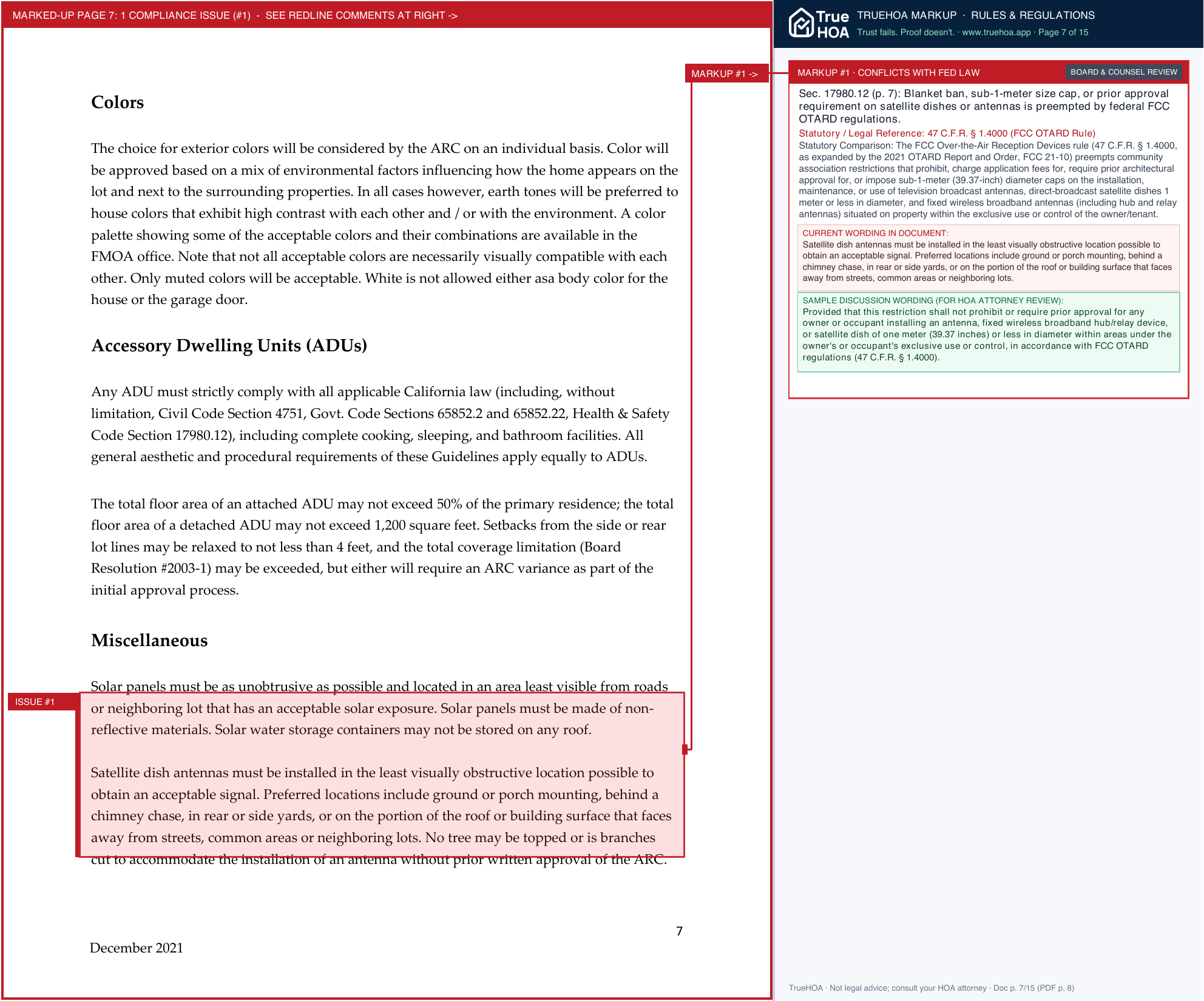 Forest Meadows Owners Association Arc Guidelines December 2021 page 7 widened with TrueHOA Crystal AI margin annotations