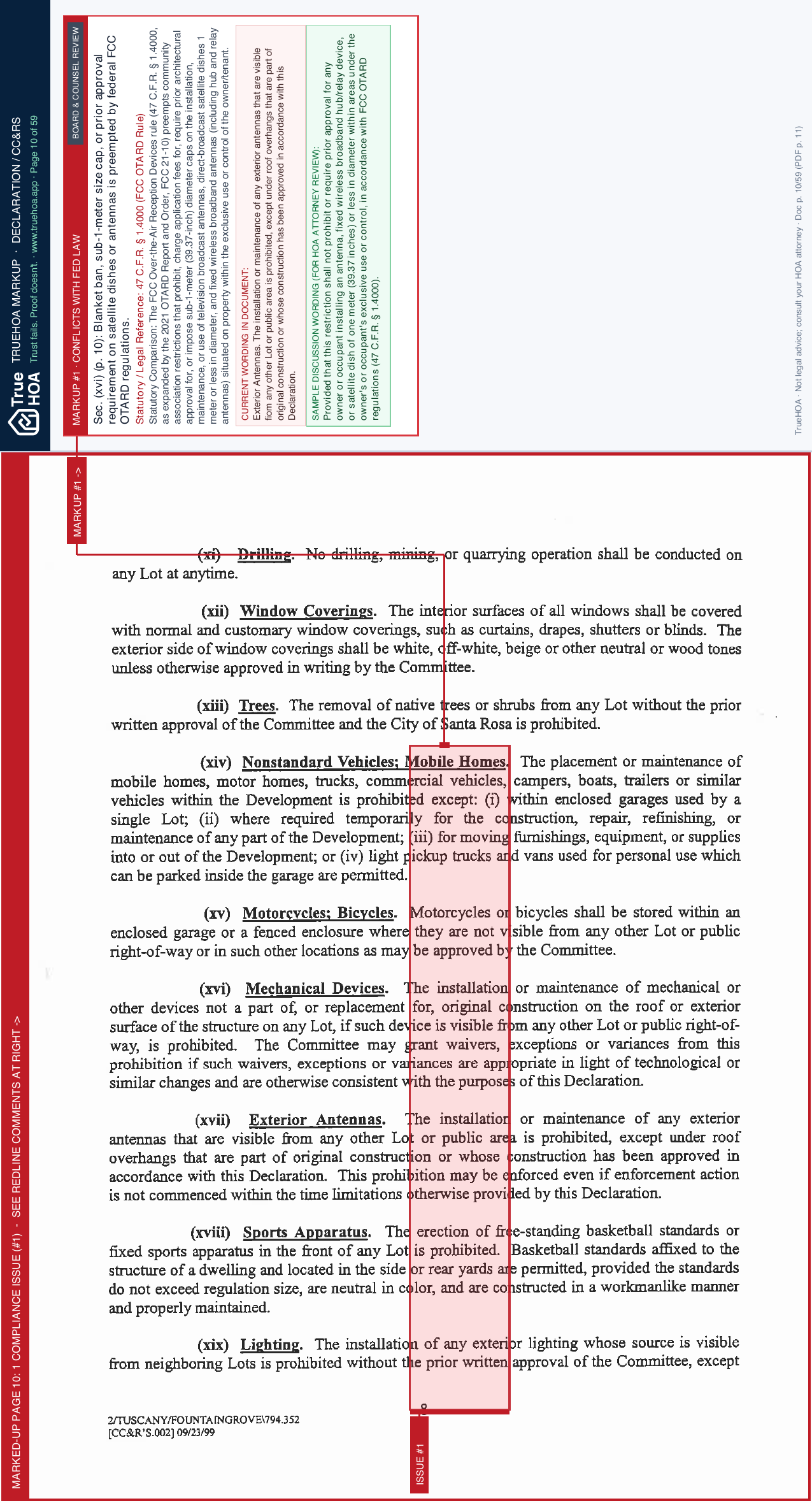 Fountaingrove II Open Space Maintenance Association Summit.Ccrs page 10 widened with TrueHOA Crystal AI margin annotations