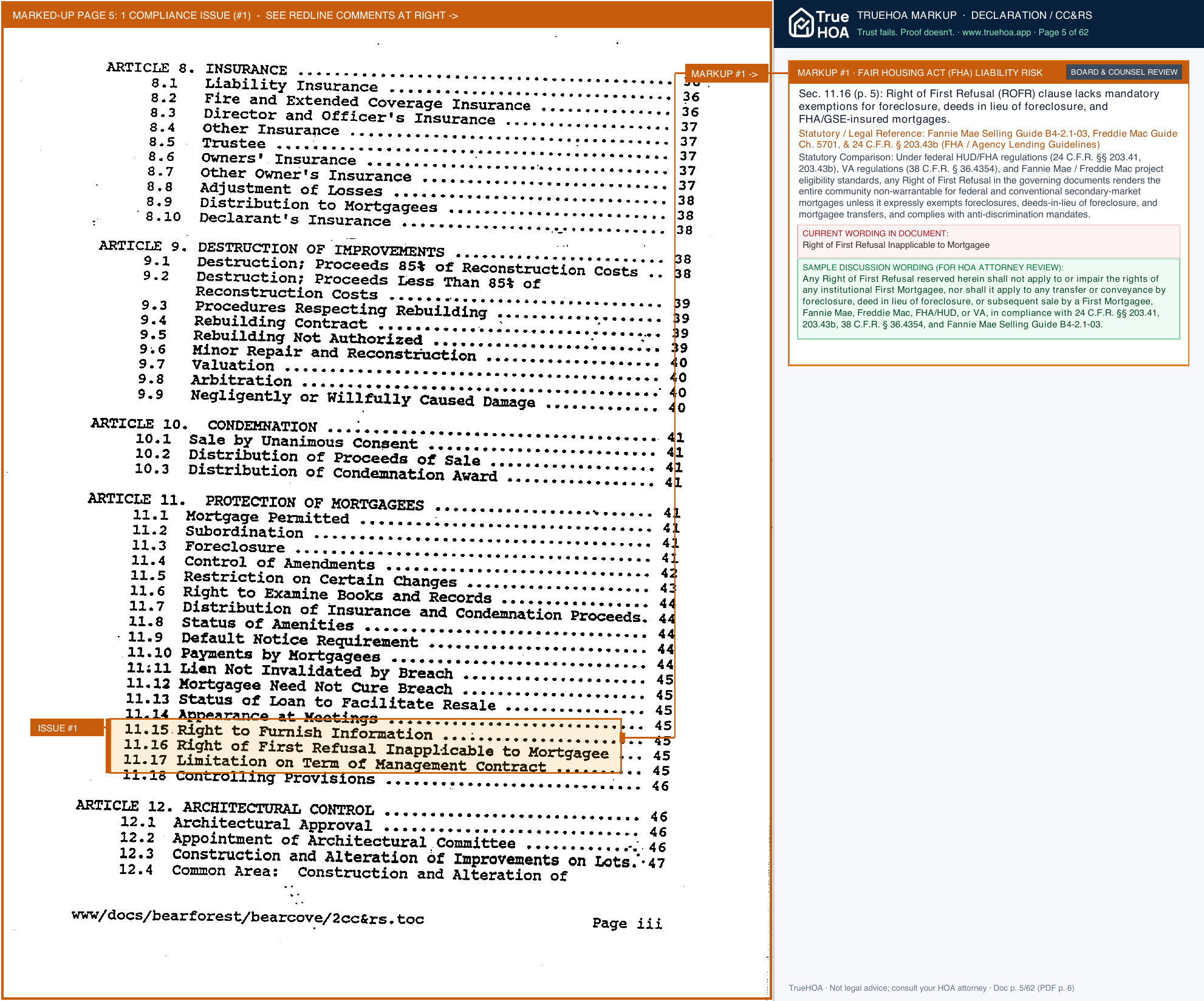 Glen Cove Community Association Harbour Towne Ccrs Effective As Of 01012018 1 page 5 widened with TrueHOA Crystal AI margin annotations