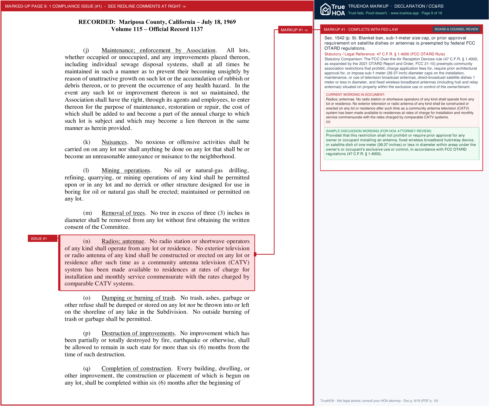Lake Don Pedro Owners Association Mariposa Ccrs Units page 9 widened with TrueHOA Crystal AI margin annotations
