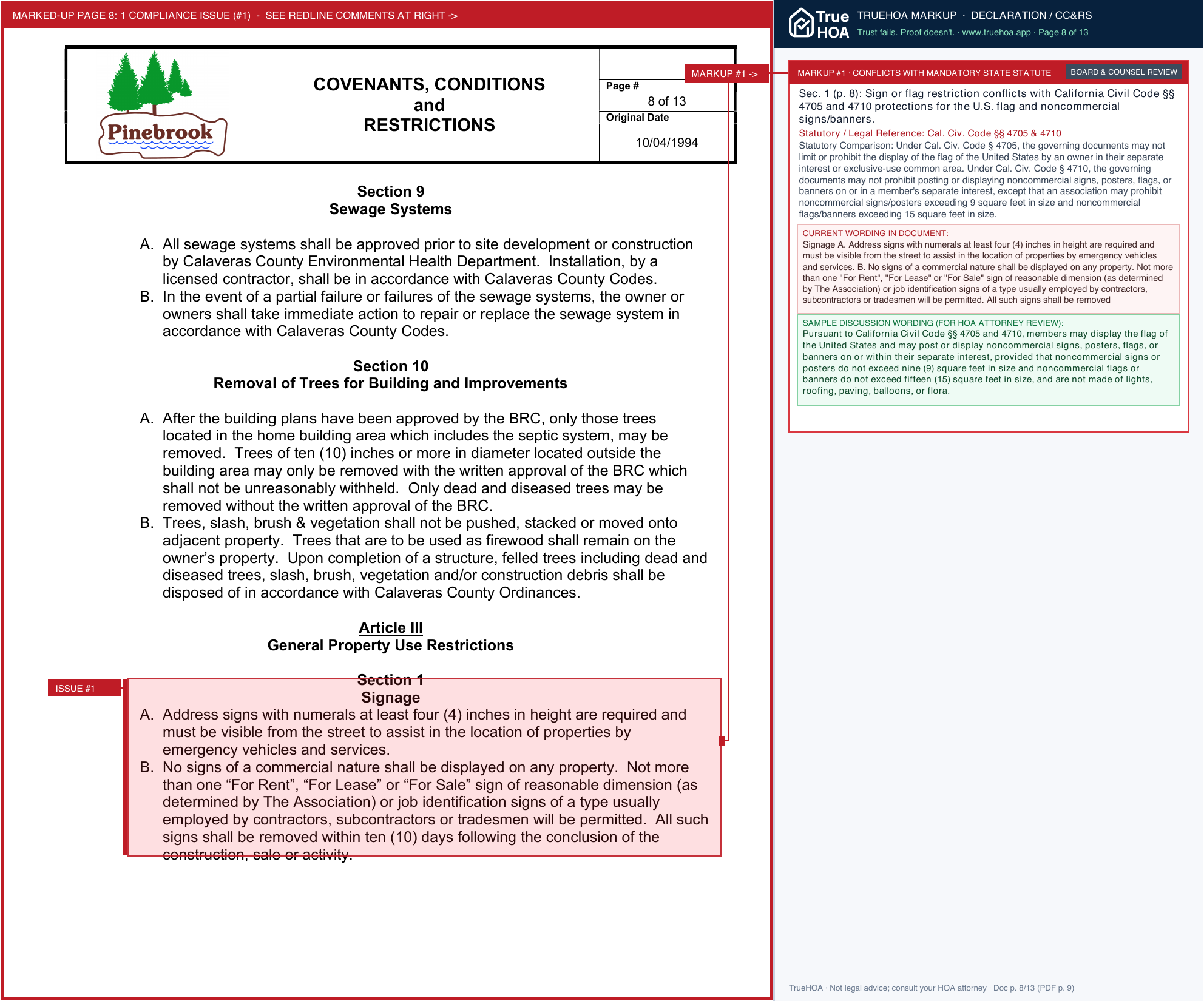 Pinebrook HOA 0C PB CCRs 10282017 page 8 widened with TrueHOA Crystal AI margin annotations