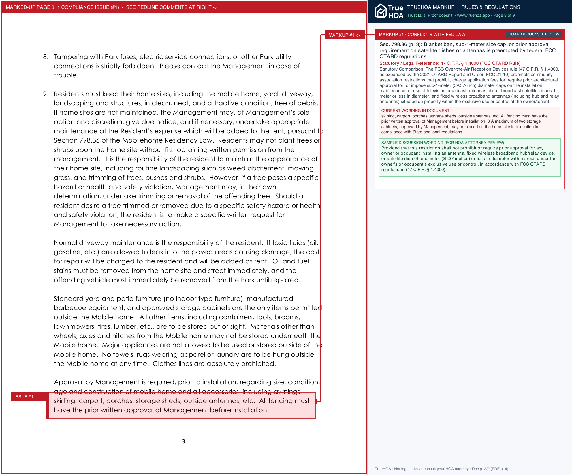 Rancho Yolo Community Association Park Rules & Regulations page 3 widened with TrueHOA Crystal AI margin annotations