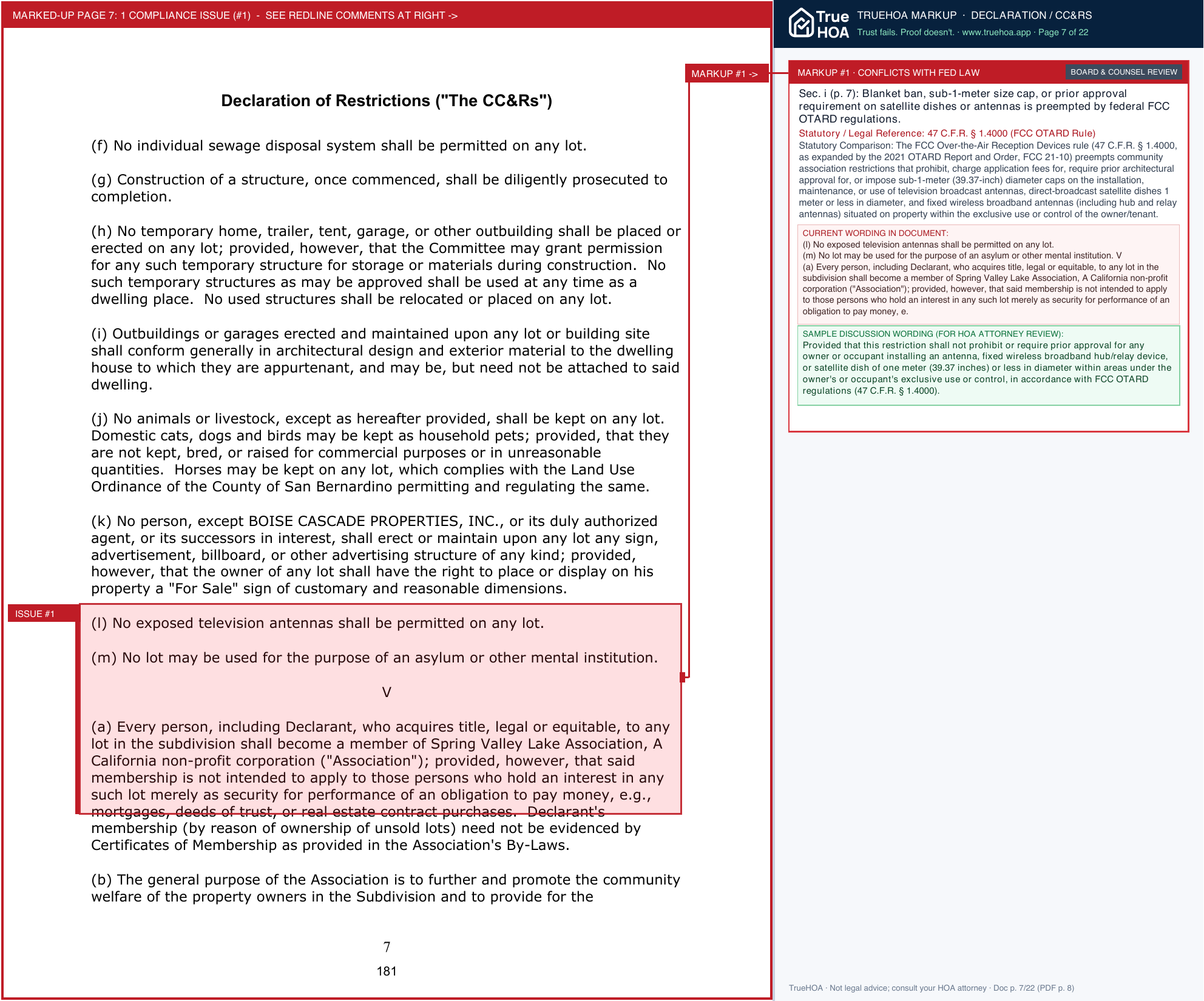 Spring Valley Lake Association 9. 1 Cc And Rs page 7 widened with TrueHOA Crystal AI margin annotations