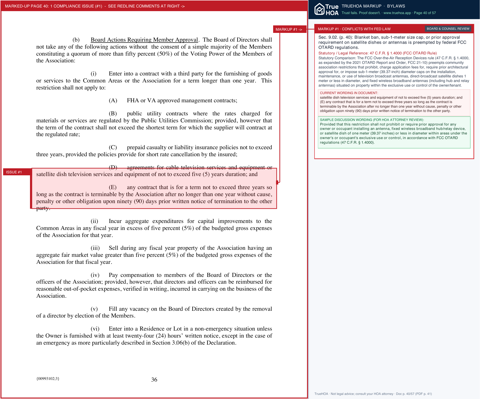 Verdera Community Association Verdera Community Association Amended Restated Bylaws 01026837xAC435 page 40 widened with TrueHOA Crystal AI margin annotations