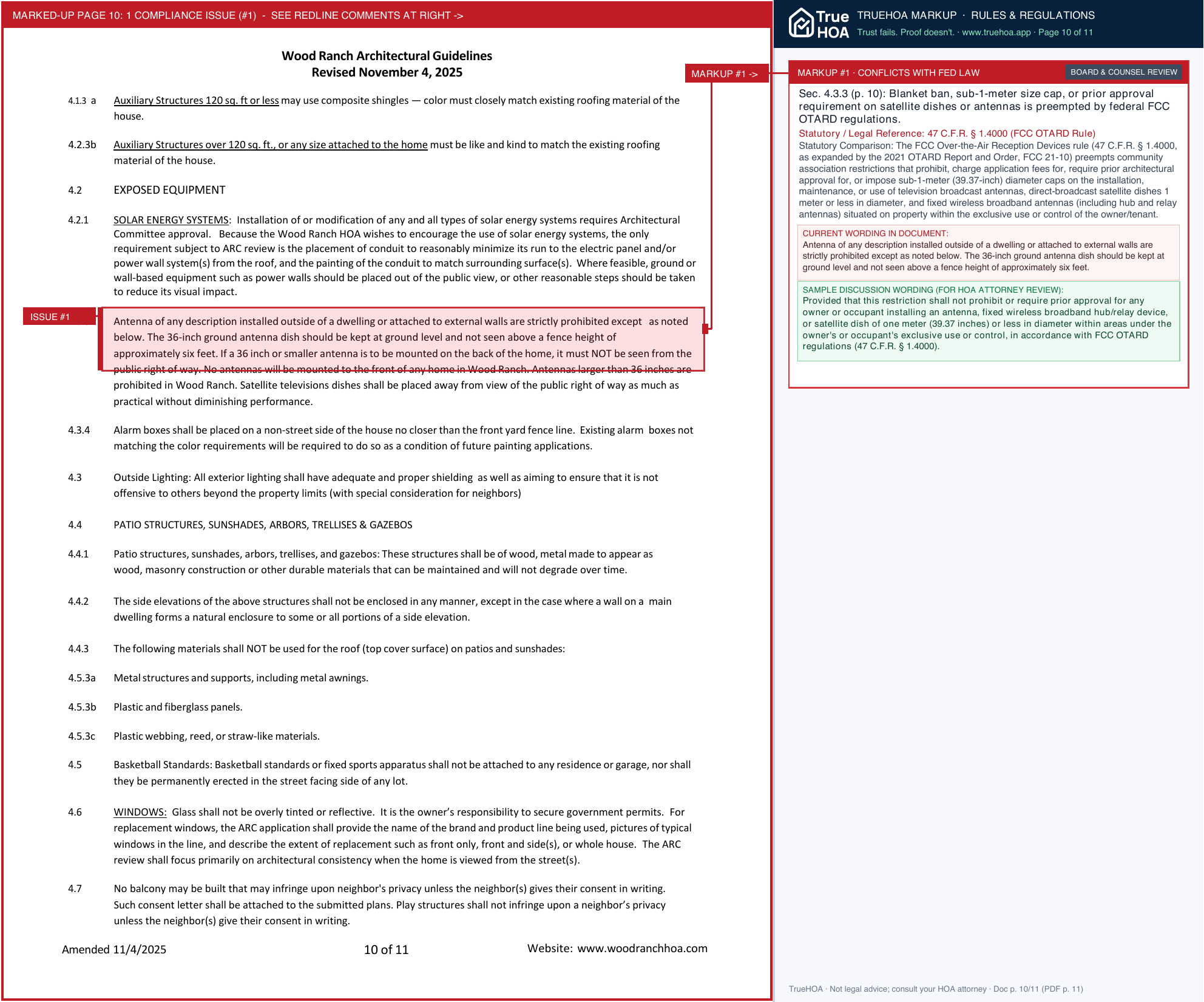 Wood Ranch Owners Association Wood Ranch Architectural Guidelines Amended 2025 11 4 page 10 widened with TrueHOA Crystal AI margin annotations