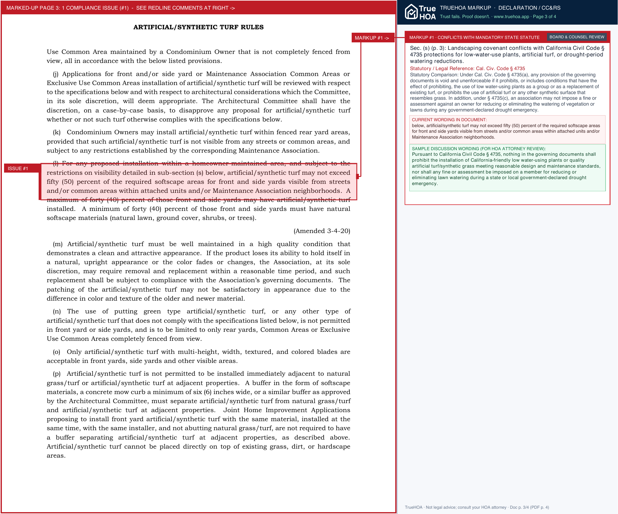 Woodbridge Village Association 885 page 3 widened with TrueHOA Crystal AI margin annotations