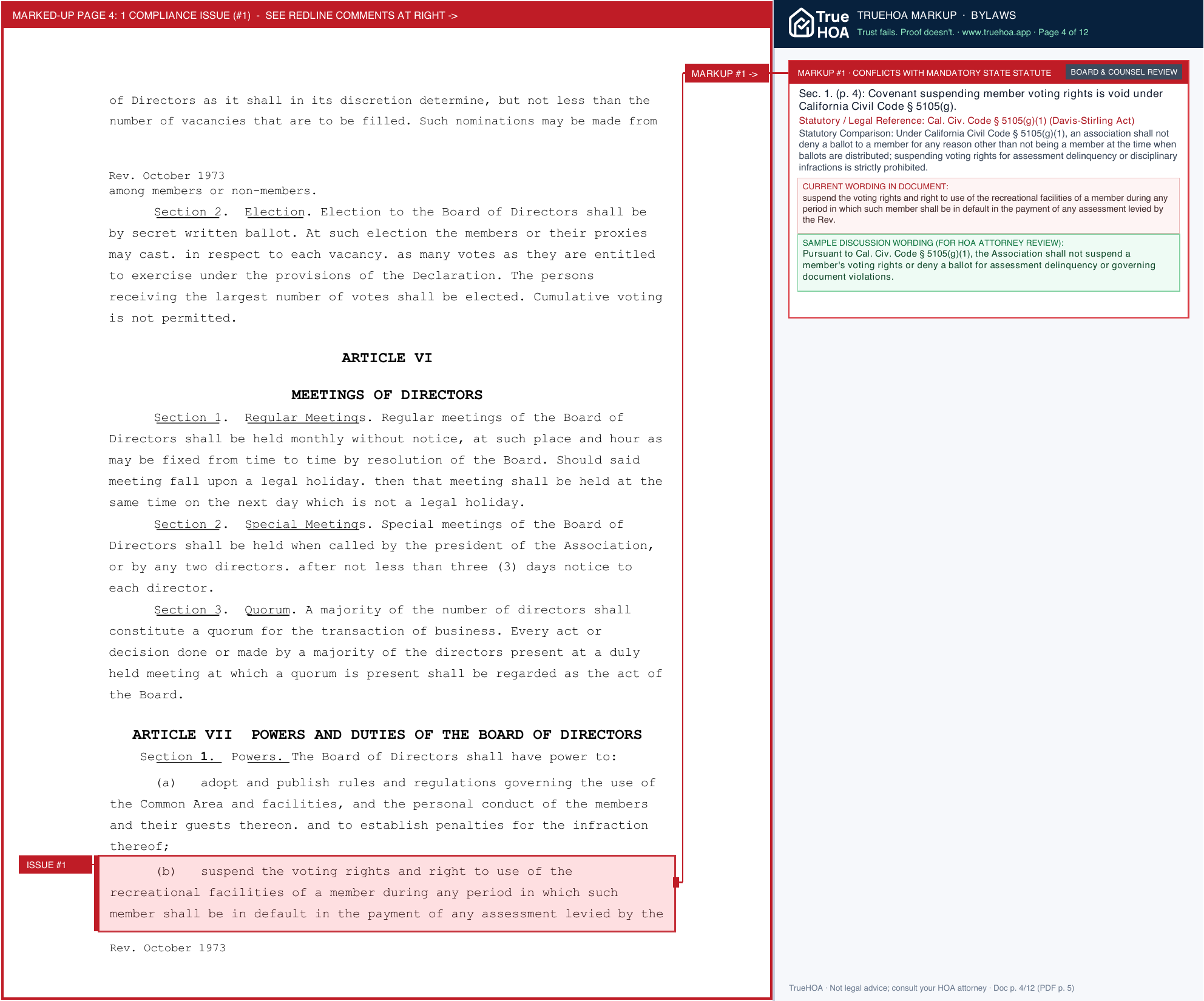 Woodsound HOA By Laws page 4 widened with TrueHOA Crystal AI margin annotations