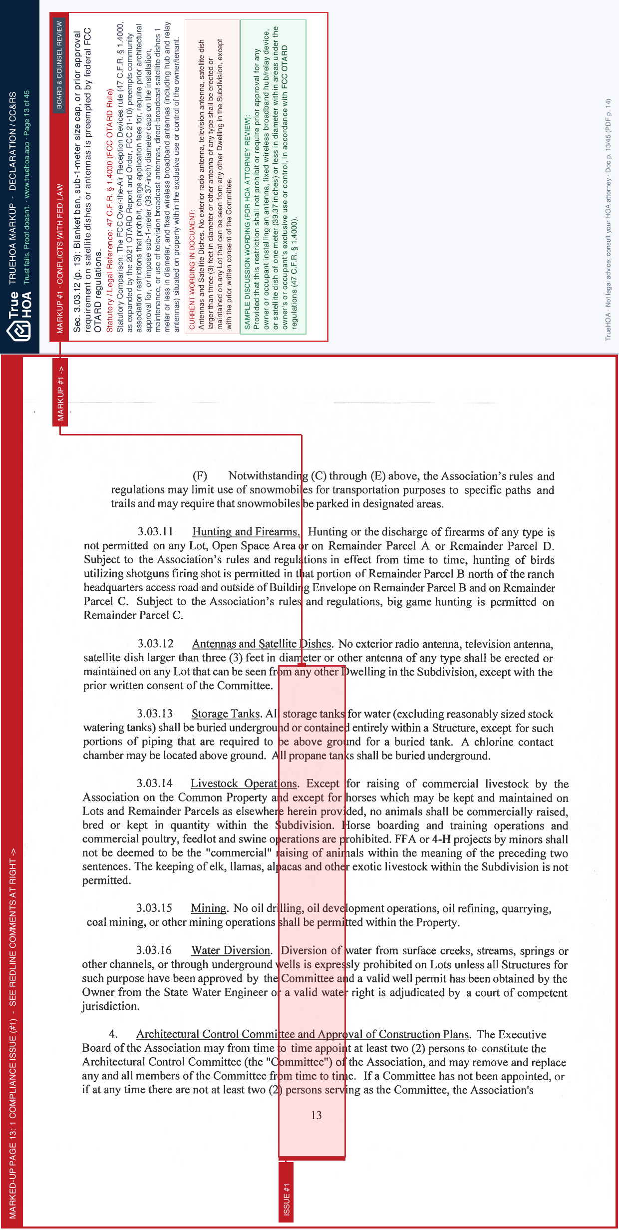 Creek Ranch Owners Association Restated Declaration of Protective Covenants Creek Ranch August 2025 page 13 widened with TrueHOA Crystal AI margin annotations
