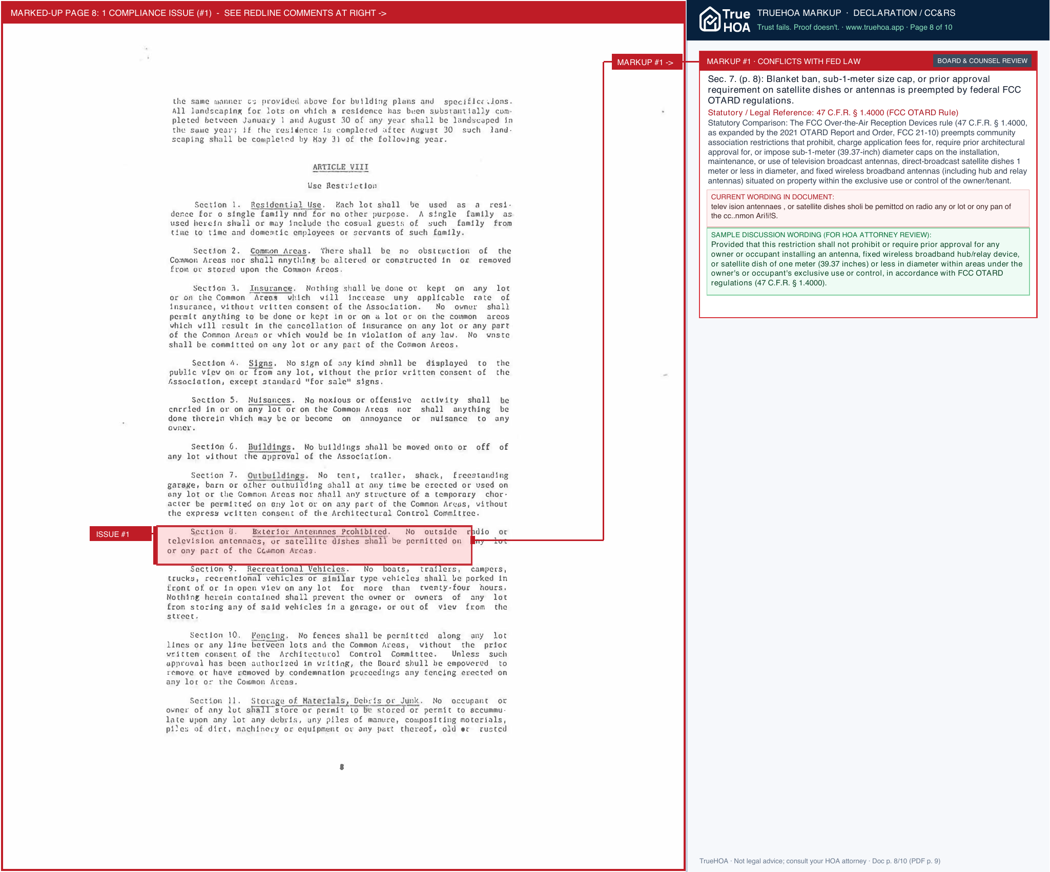 Oakridge Village 2 HOA Declaration of Covenants, Conditions & Restrictions page 8 widened with TrueHOA Crystal AI margin annotations