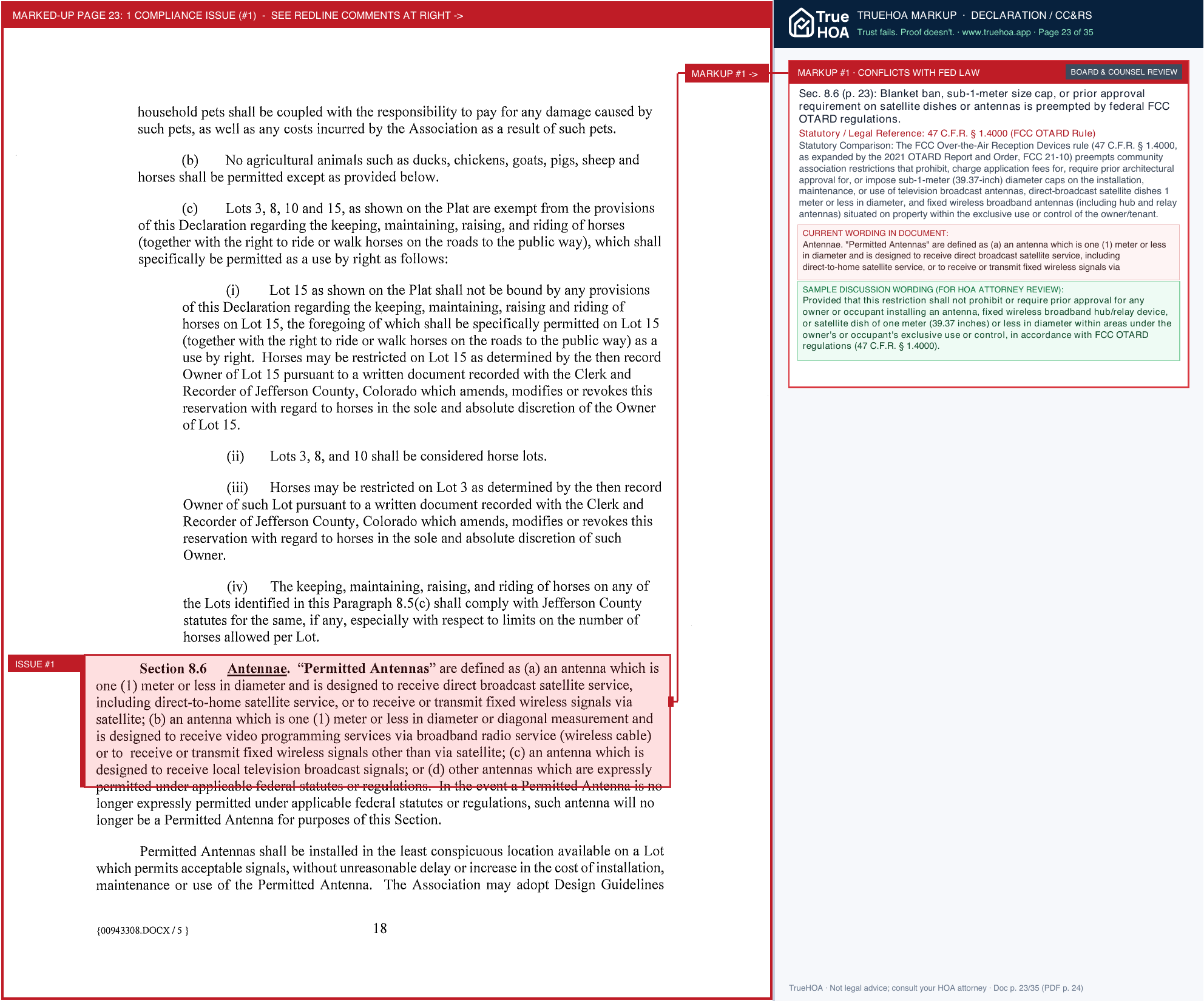 Timbers Estates HOA Third Amended And Restated General Declaration Timbers Estates Hoa 00990504 2 Xaf7f5 page 23 widened with TrueHOA Crystal AI margin annotations