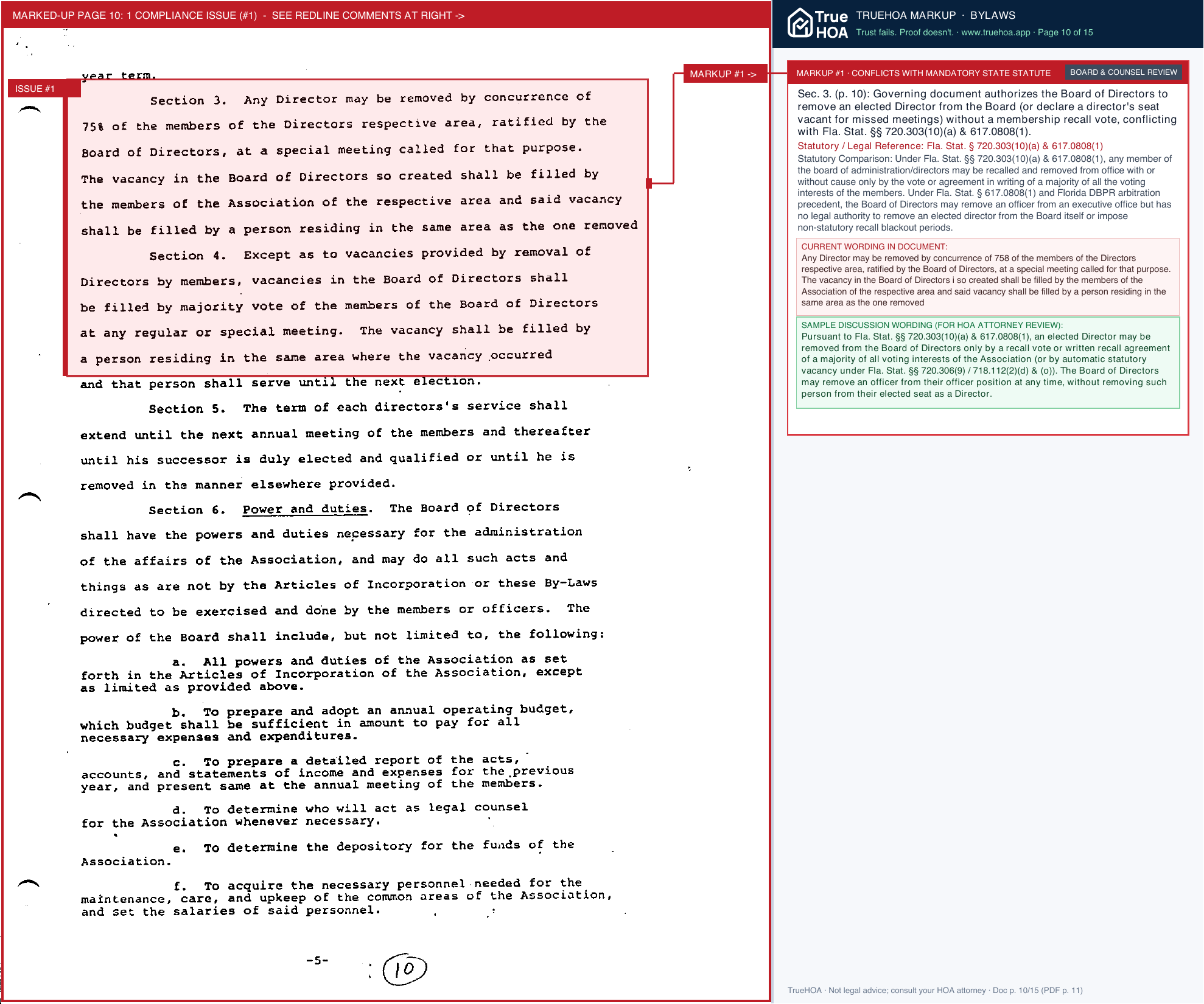 Amberlea HOA Articles of Incorporation and By Laws pg 6 15 page 10 widened with TrueHOA Crystal AI margin annotations