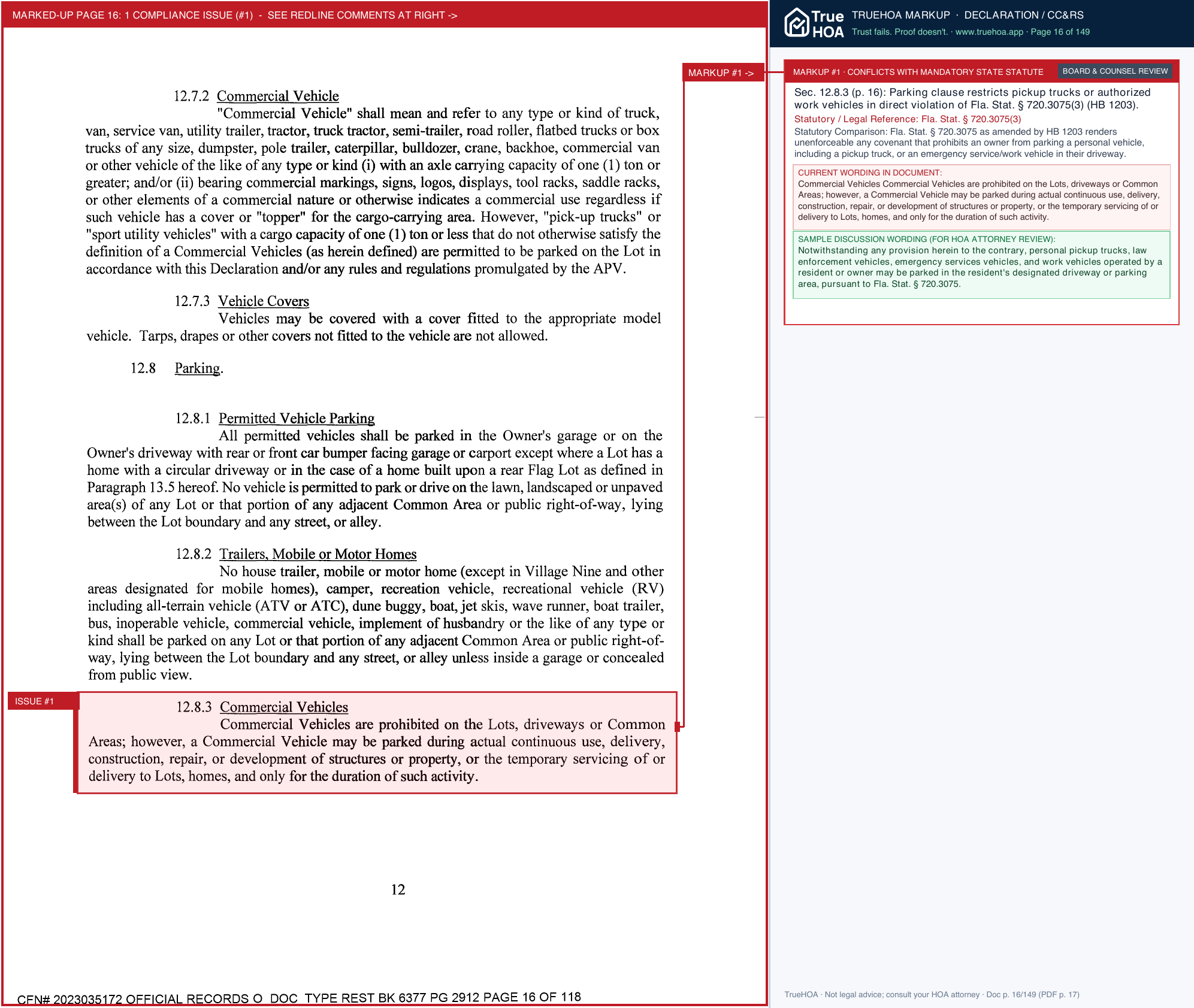 Association of Poinciana Villages DEED OF RESTRICTIONS OSCEOLA page 16 widened with TrueHOA Crystal AI margin annotations