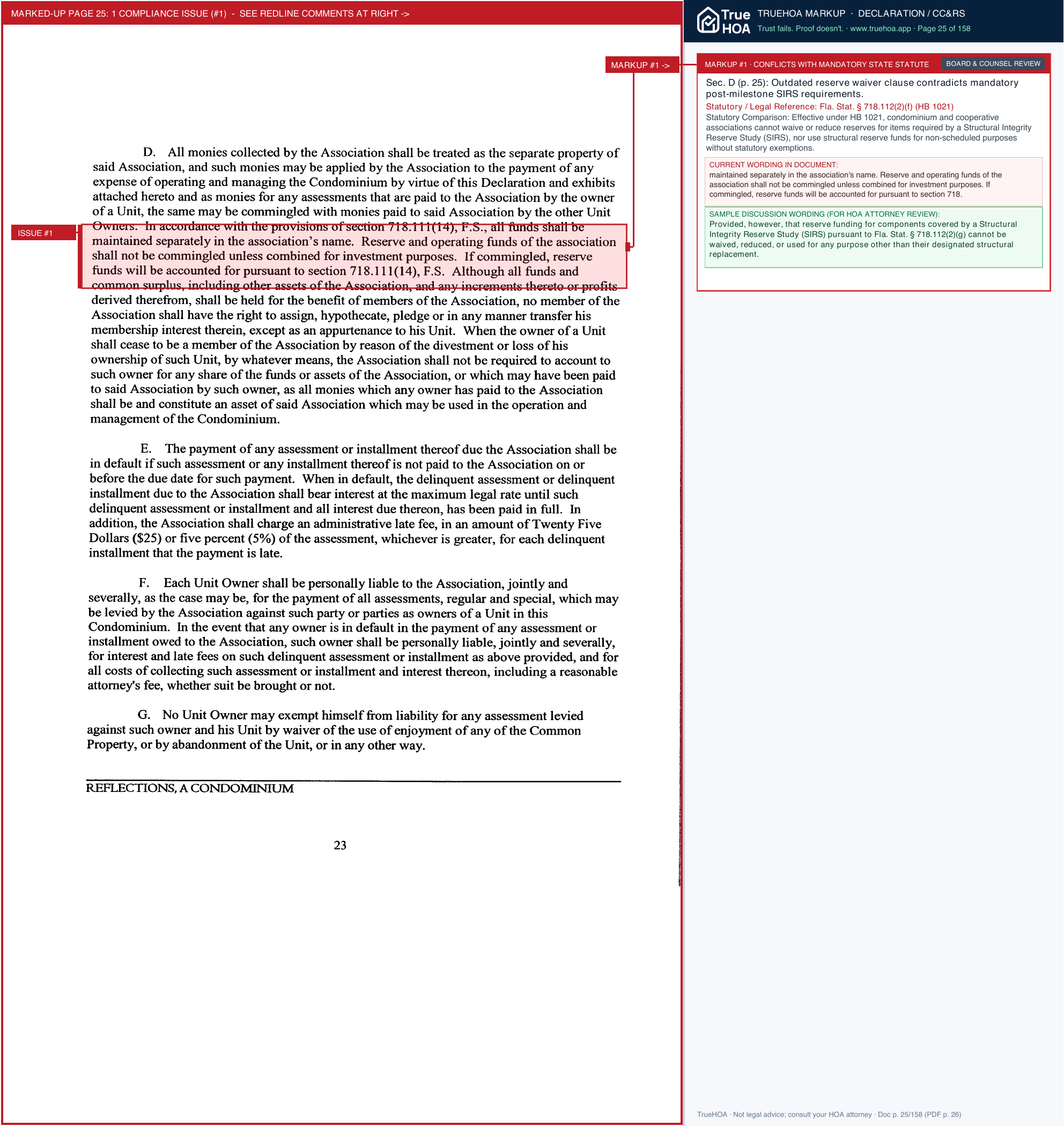Bay Point Community Association 4 24 2007 Relections Condo Declaration page 25 widened with TrueHOA Crystal AI margin annotations