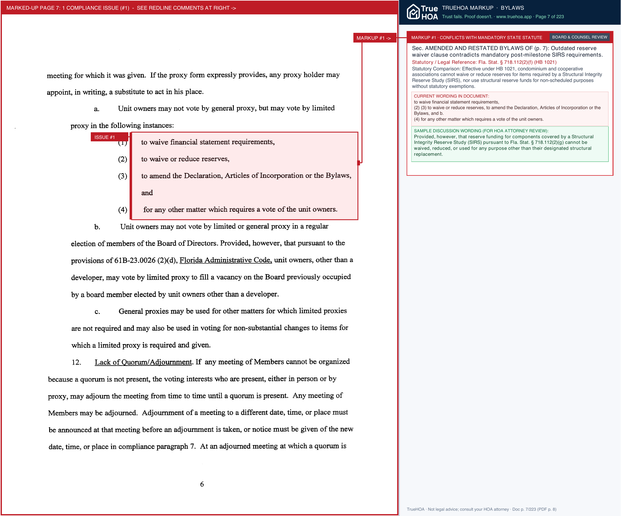 Beach Club Cabanas Condominium Association Declaration and By Laws (Certified Amendments) page 7 widened with TrueHOA Crystal AI margin annotations