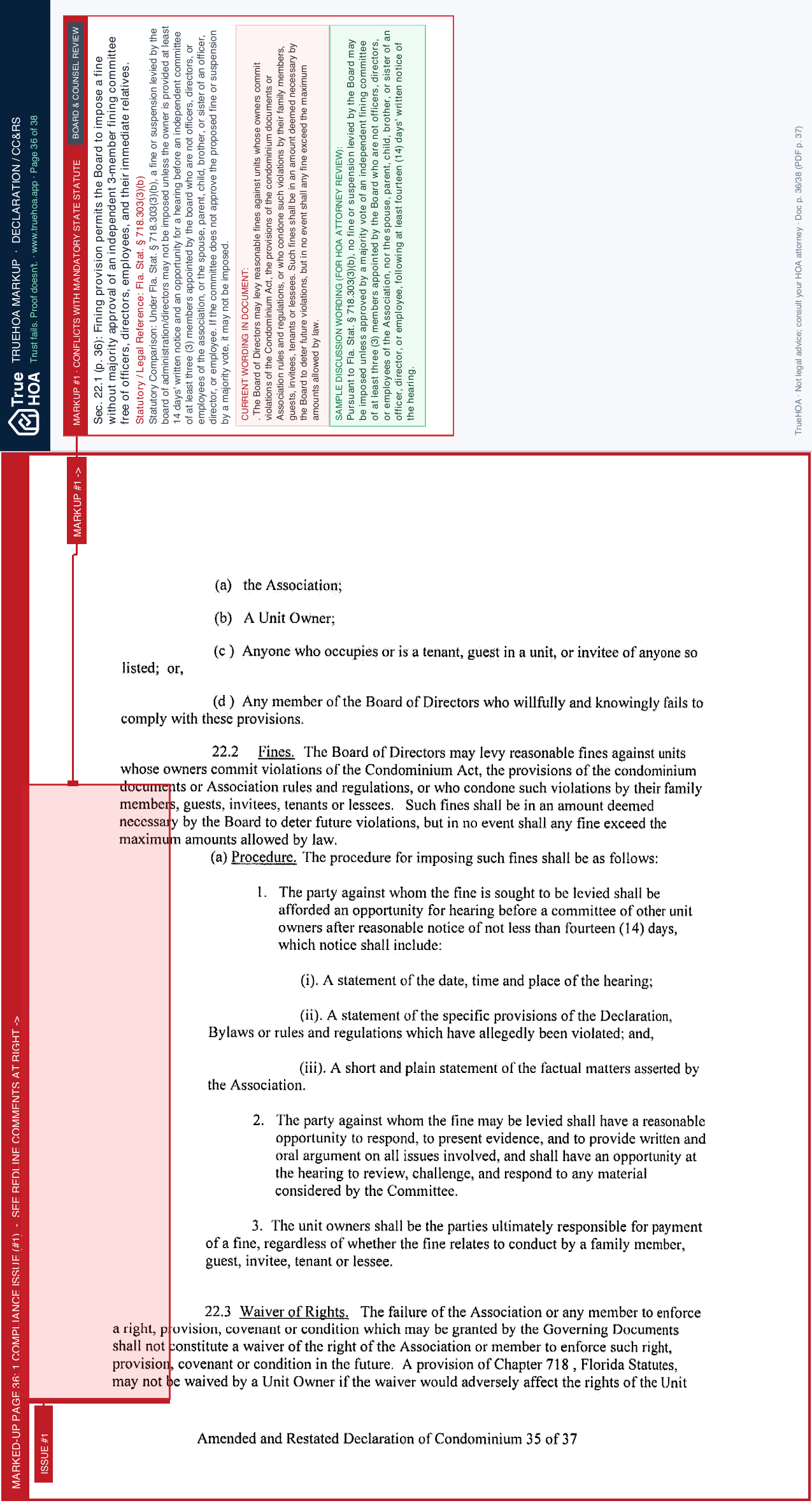 Beach Manor Villas South Condominium Association BMVS Doc Declaration Amended and Restated 2023017564 2023 02 02 page 36 widened with TrueHOA Crystal AI margin annotations
