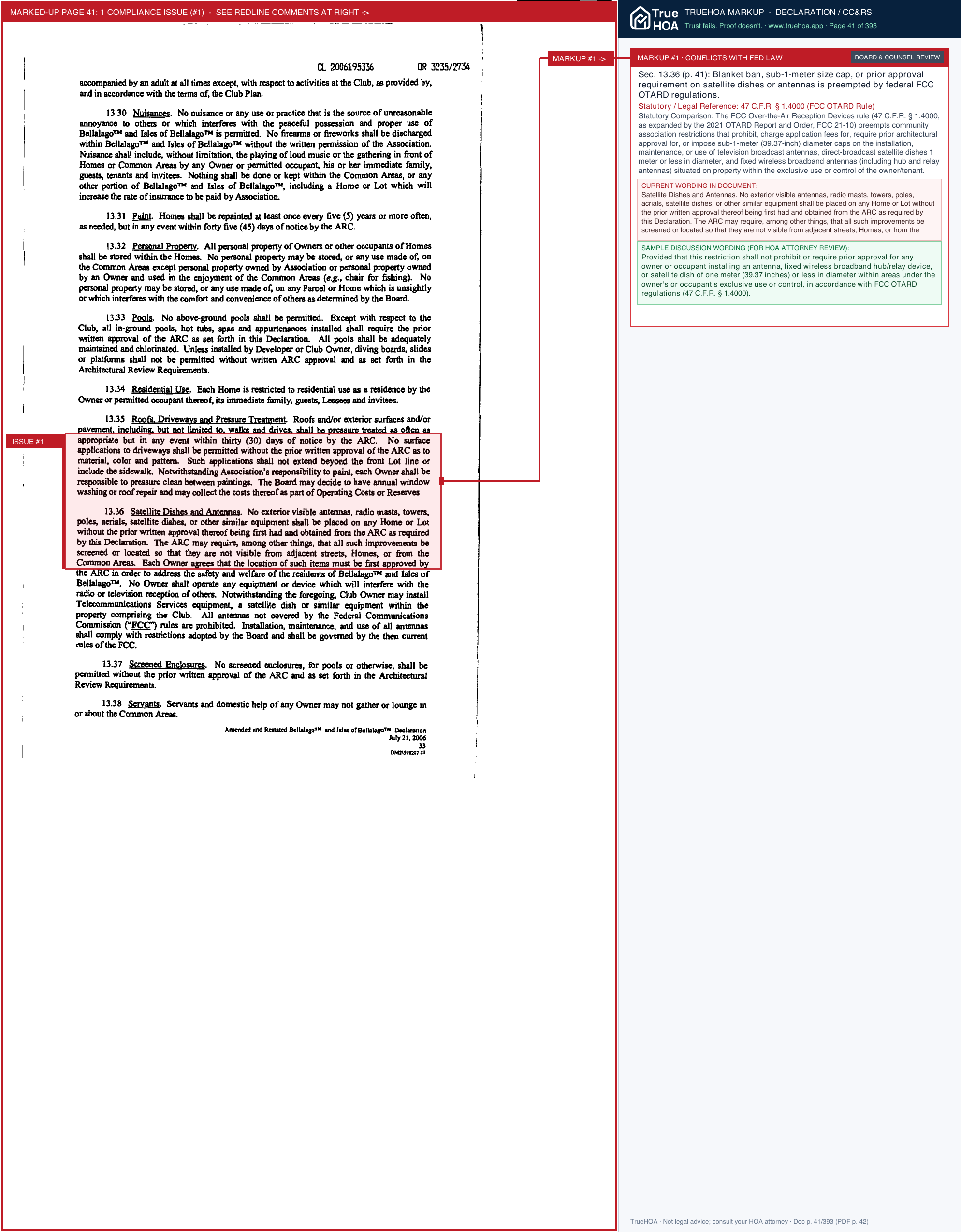 Bellalago and Isles of Bellalago Community Association Amended and Restated Declaration for Bellalago and Isles of Bellalago Including Amendments 1 through page 41 widened with TrueHOA Crystal AI margin annotations