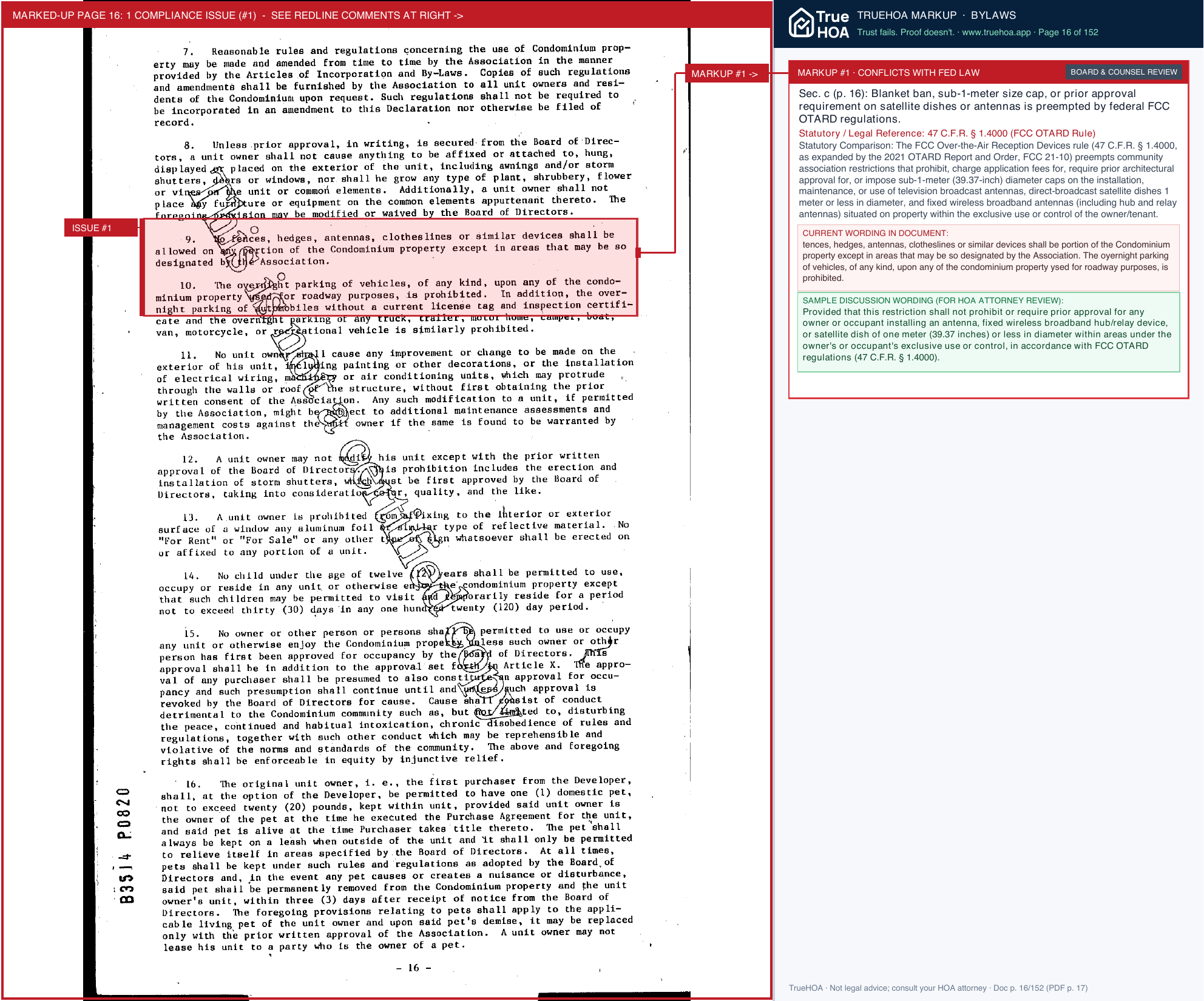 Bent Tree Gardens West Condominium Association BTGW Declaration Articles Bylaws Rules Amendments page 16 widened with TrueHOA Crystal AI margin annotations