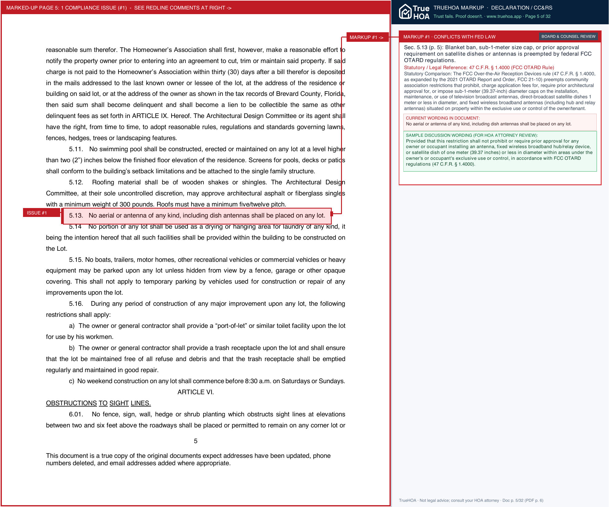 Brandywine Estates Homeowner's Association Click Here for Brandywine Estates Deed Restrictions Covenants page 5 widened with TrueHOA Crystal AI margin annotations