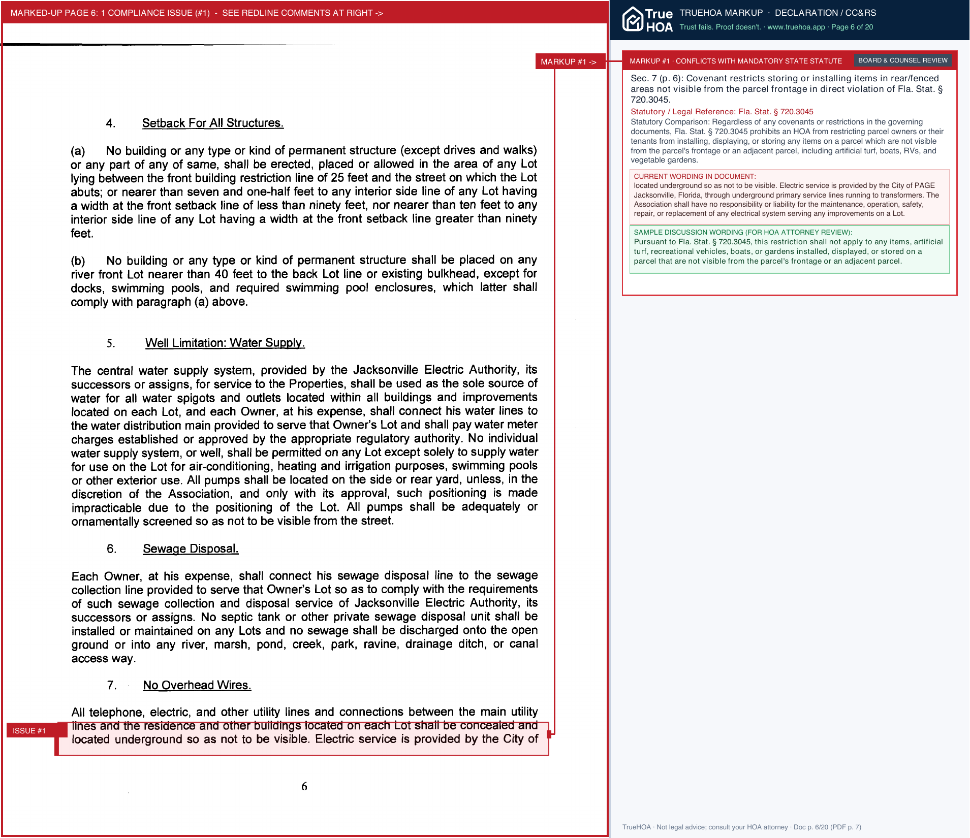 Charter Point Community Association Covenants Restrictions page 6 widened with TrueHOA Crystal AI margin annotations