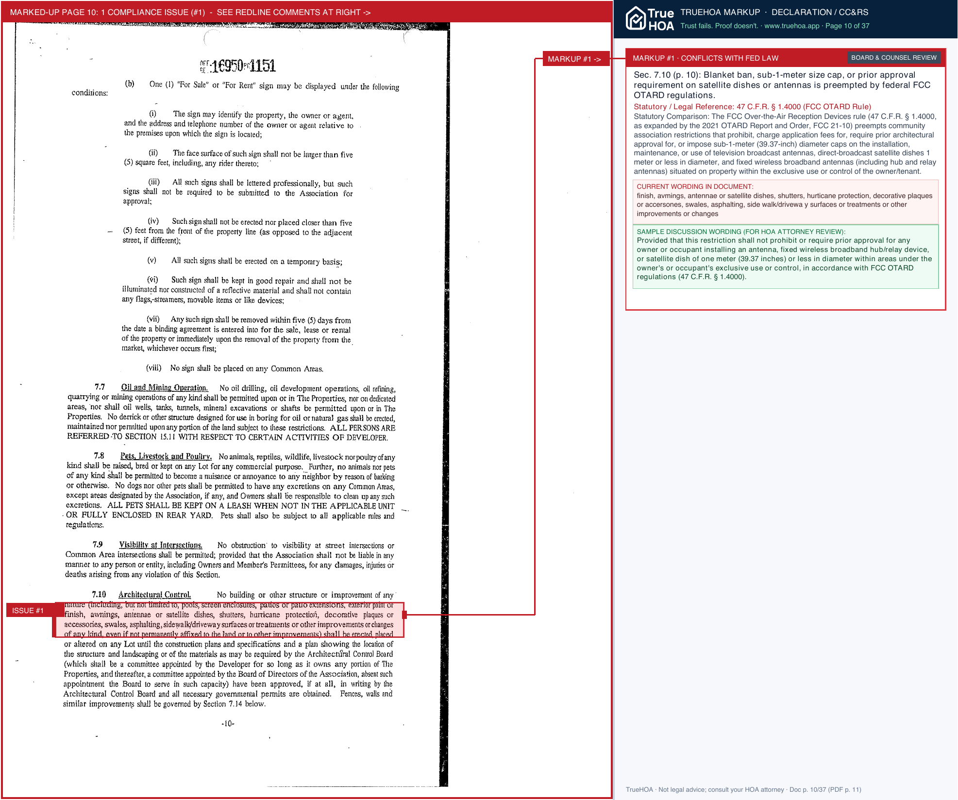Chelsea Estates HOA 3. Original Dec. of Rest. Prot. Covenants PLHOA page 10 widened with TrueHOA Crystal AI margin annotations