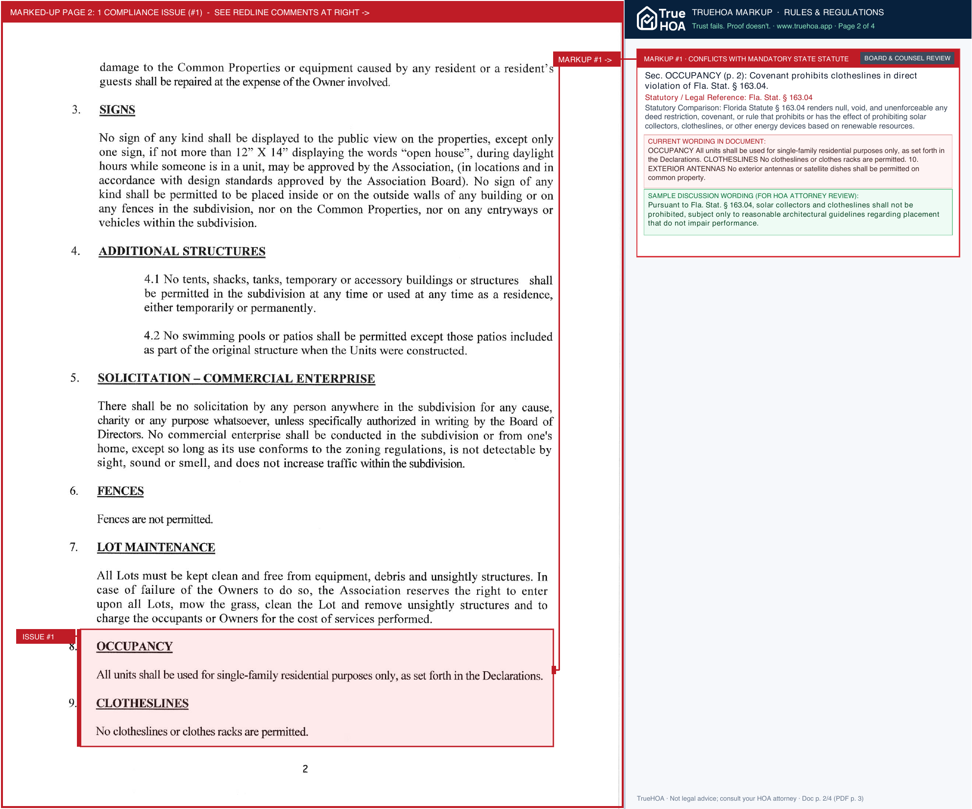 Courtyard Homes at Venetian Golf & River Club Association Rules & Regulations page 2 widened with TrueHOA Crystal AI margin annotations