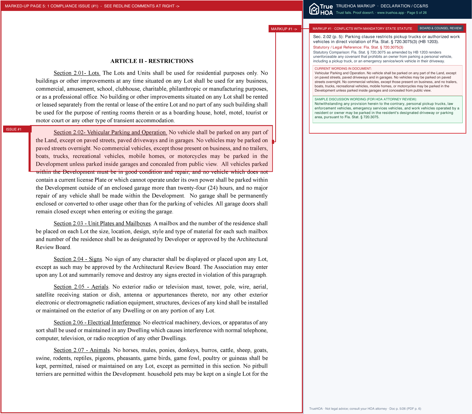 Cross Creek at East Lake Woodlands HOA Recorded Restated Declaration of Covenants Conditions and Restrictions OR 23654 PG 660 AUG 2026 page 5 widened with TrueHOA Crystal AI margin annotations