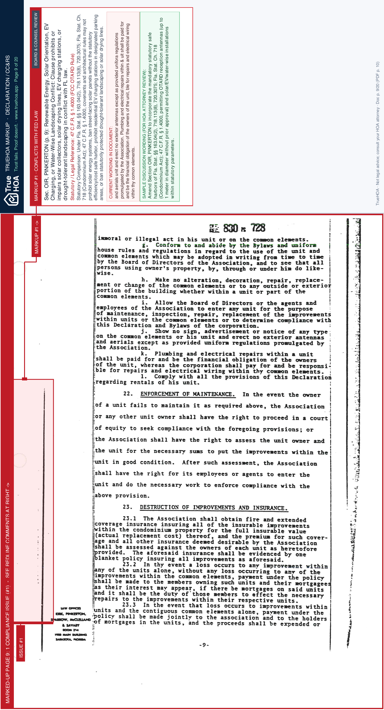 Gulf Horizons Condominium Association Declaration of Covenants, Conditions & Restrictions page 9 widened with TrueHOA Crystal AI margin annotations