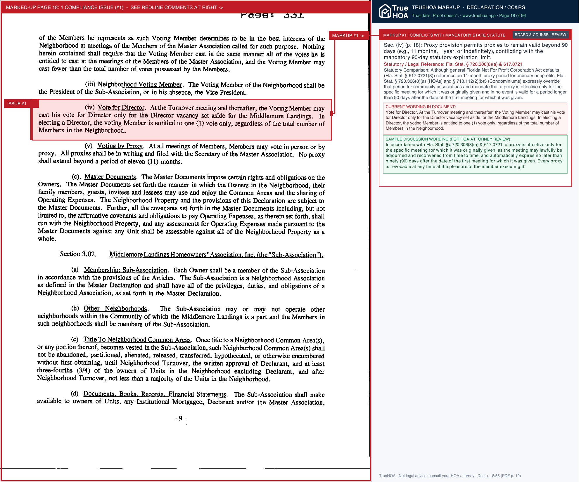 Halifax Plantation Phase II & III HOA Middlemore Covenants page 18 widened with TrueHOA Crystal AI margin annotations