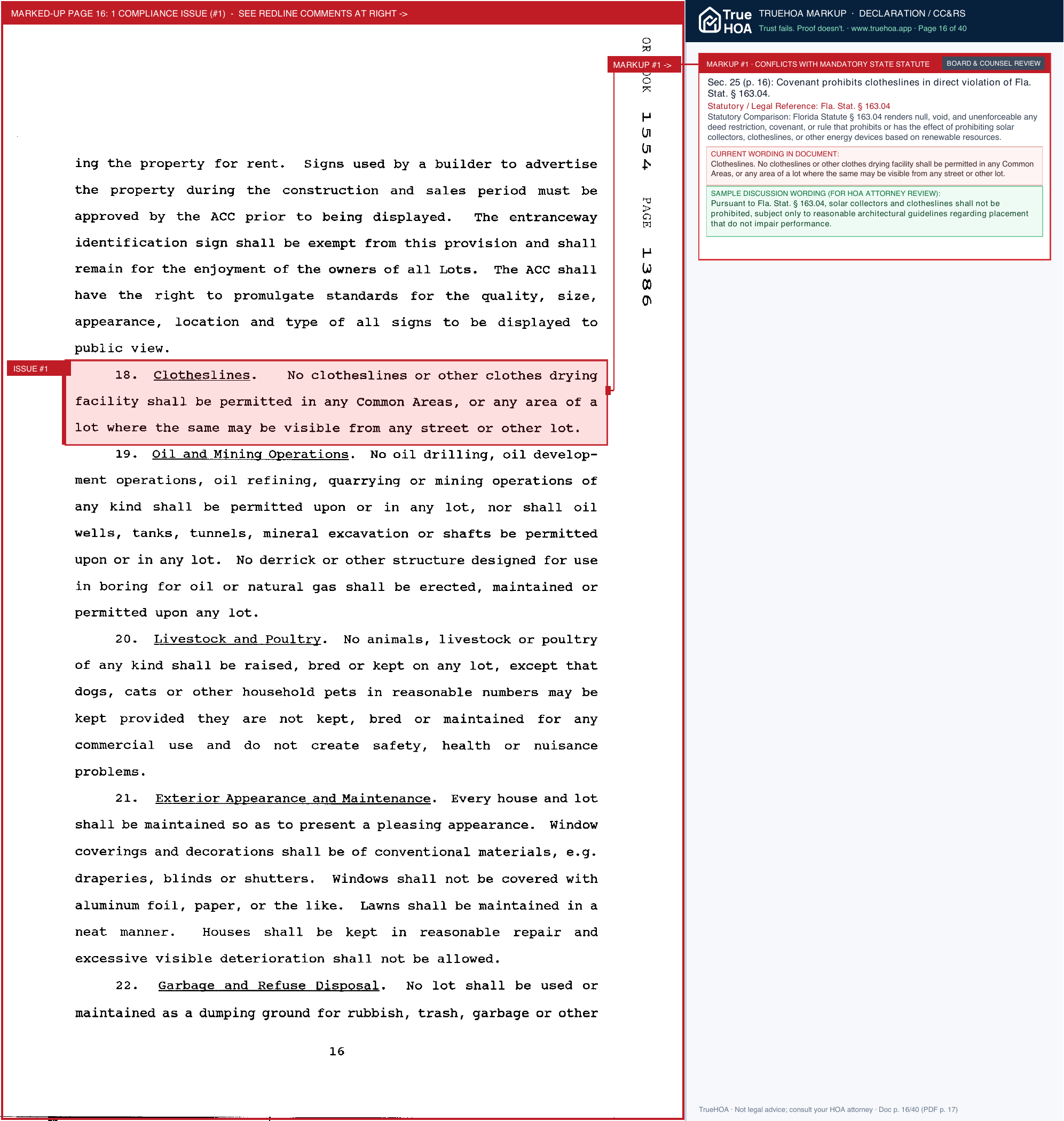 Harbor Island Owners Association HIOA Covenants and Restrictions Searchable page 16 widened with TrueHOA Crystal AI margin annotations