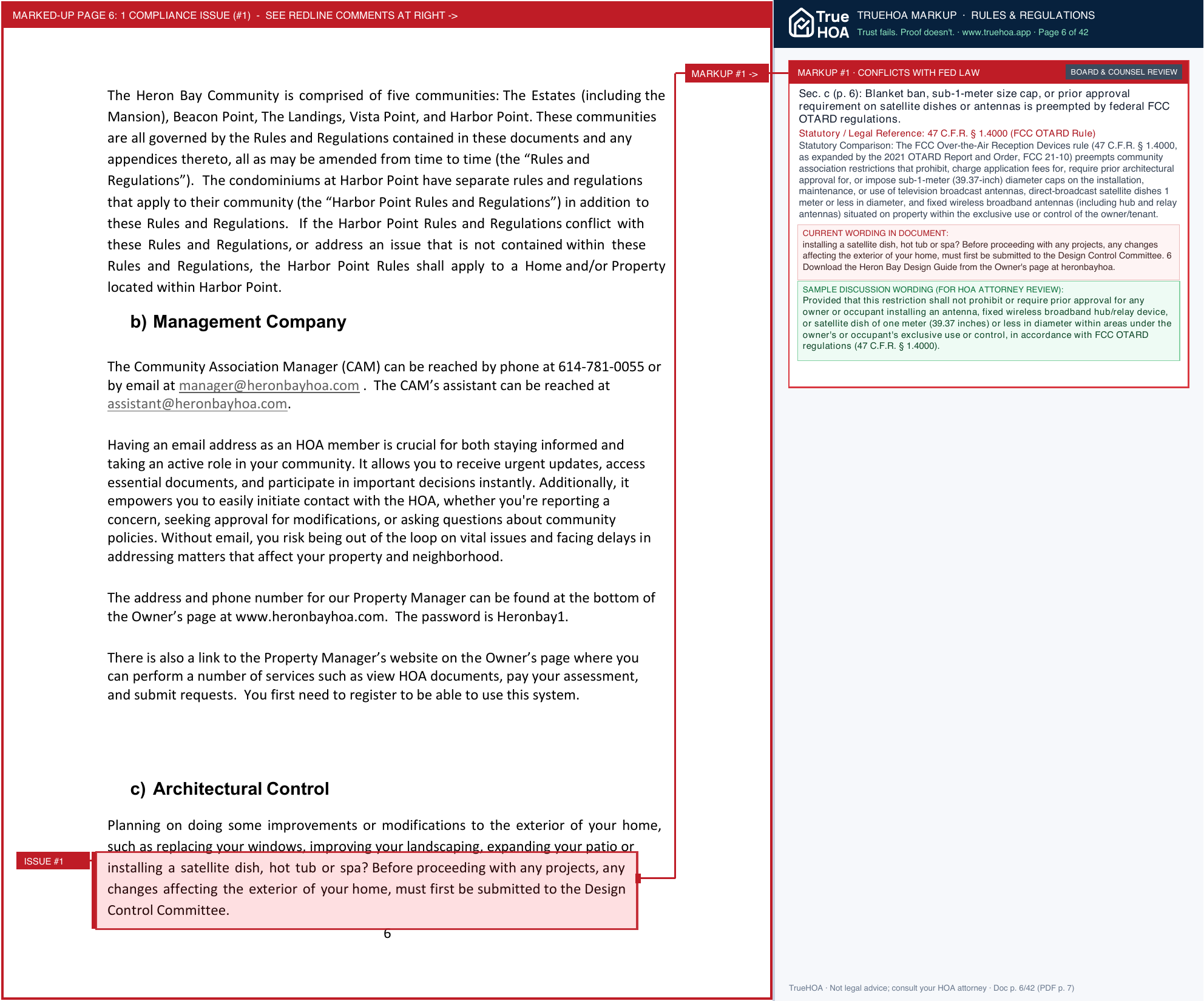 Heron Bay Community Association Rules and Regs Revised 9 12 26 1 page 6 widened with TrueHOA Crystal AI margin annotations