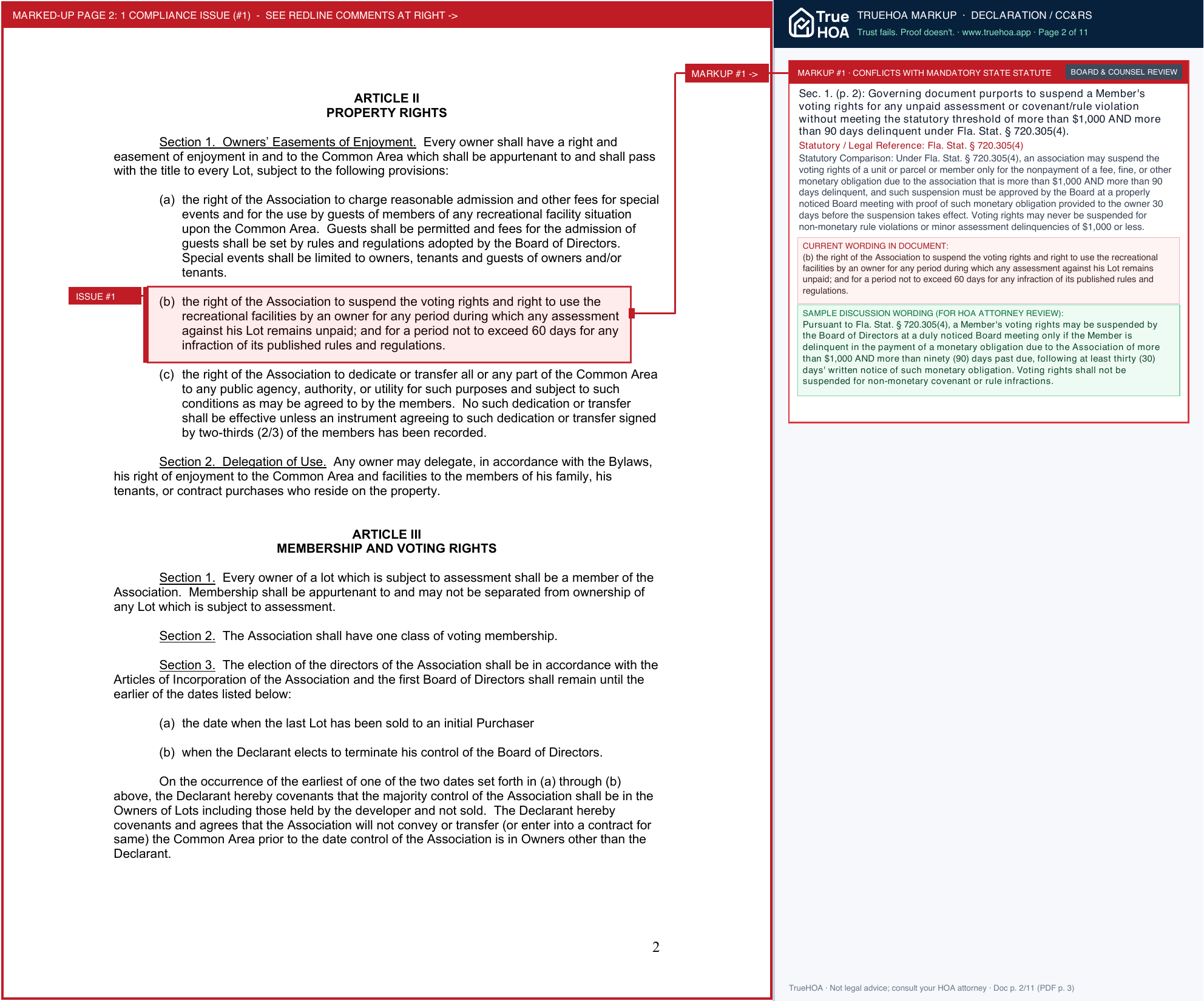 Hidden Beach HOA CCR page 2 widened with TrueHOA Crystal AI margin annotations