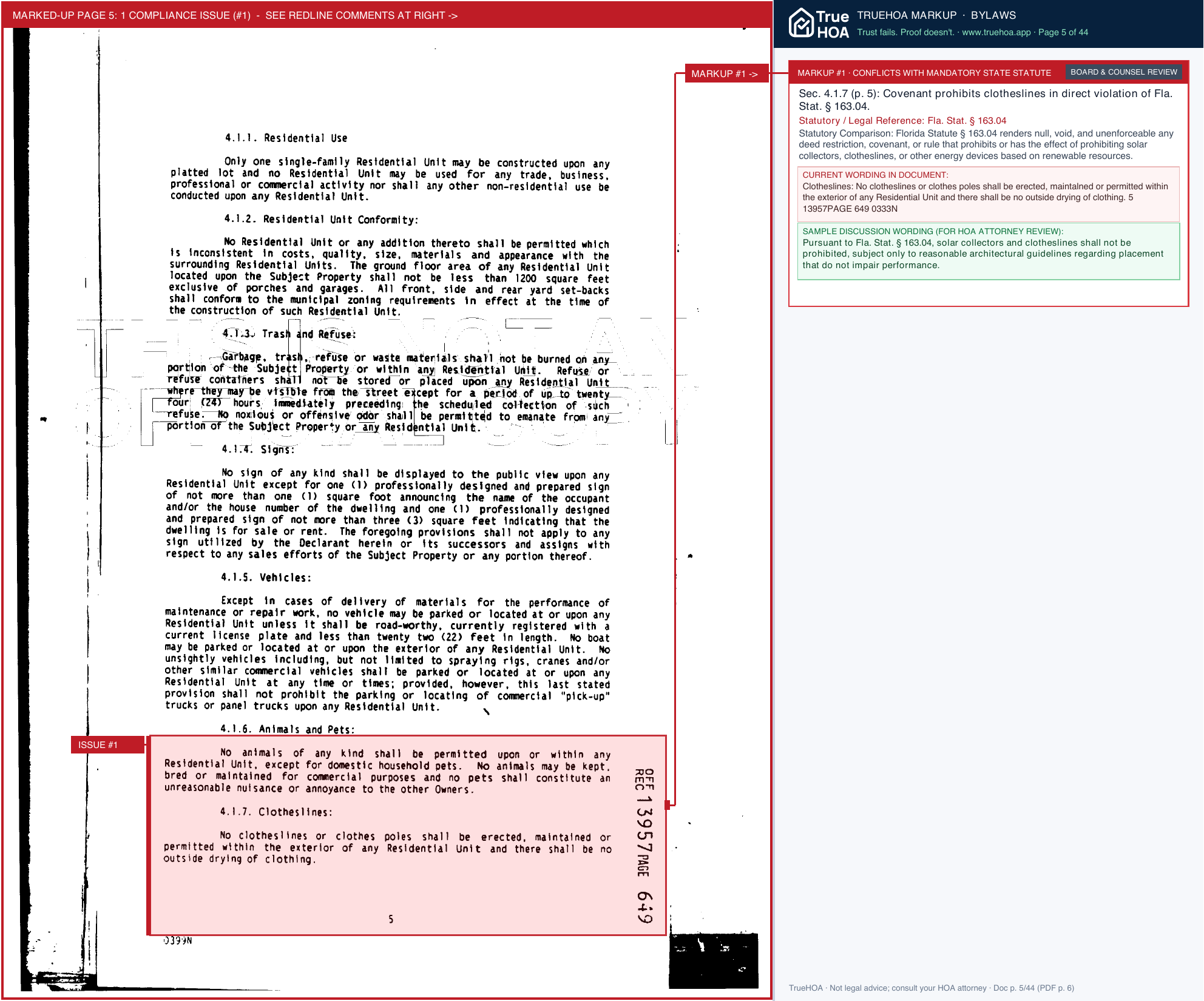 Hills of Welleby HOA HILLS OF WELLEBY DECLARATION, BYLAWS, ARTICLES page 5 widened with TrueHOA Crystal AI margin annotations