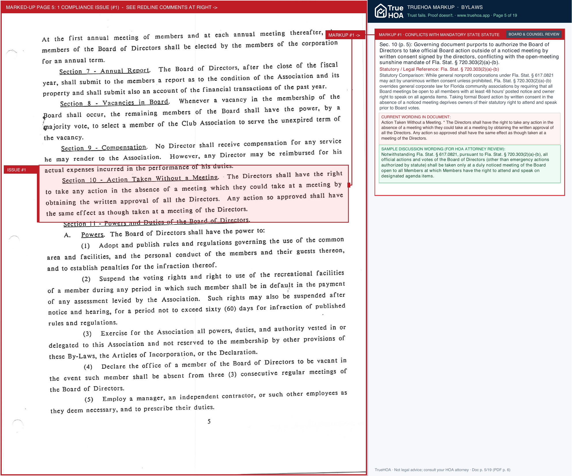 Hyde Park POA By Laws page 5 widened with TrueHOA Crystal AI margin annotations