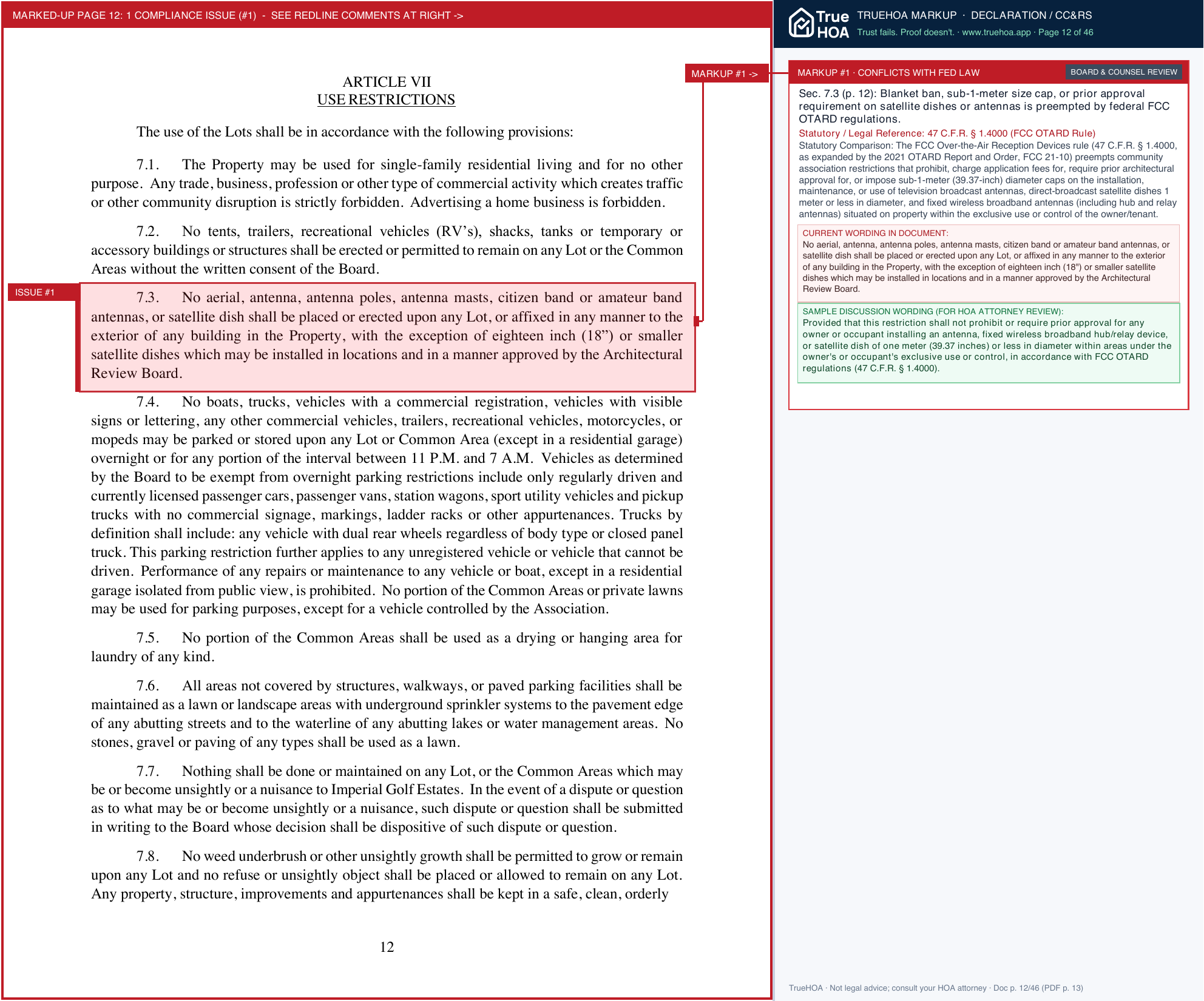 Imperial Golf Estates HOA Imperial Golf Estates Governing Documents 2022 page 12 widened with TrueHOA Crystal AI margin annotations