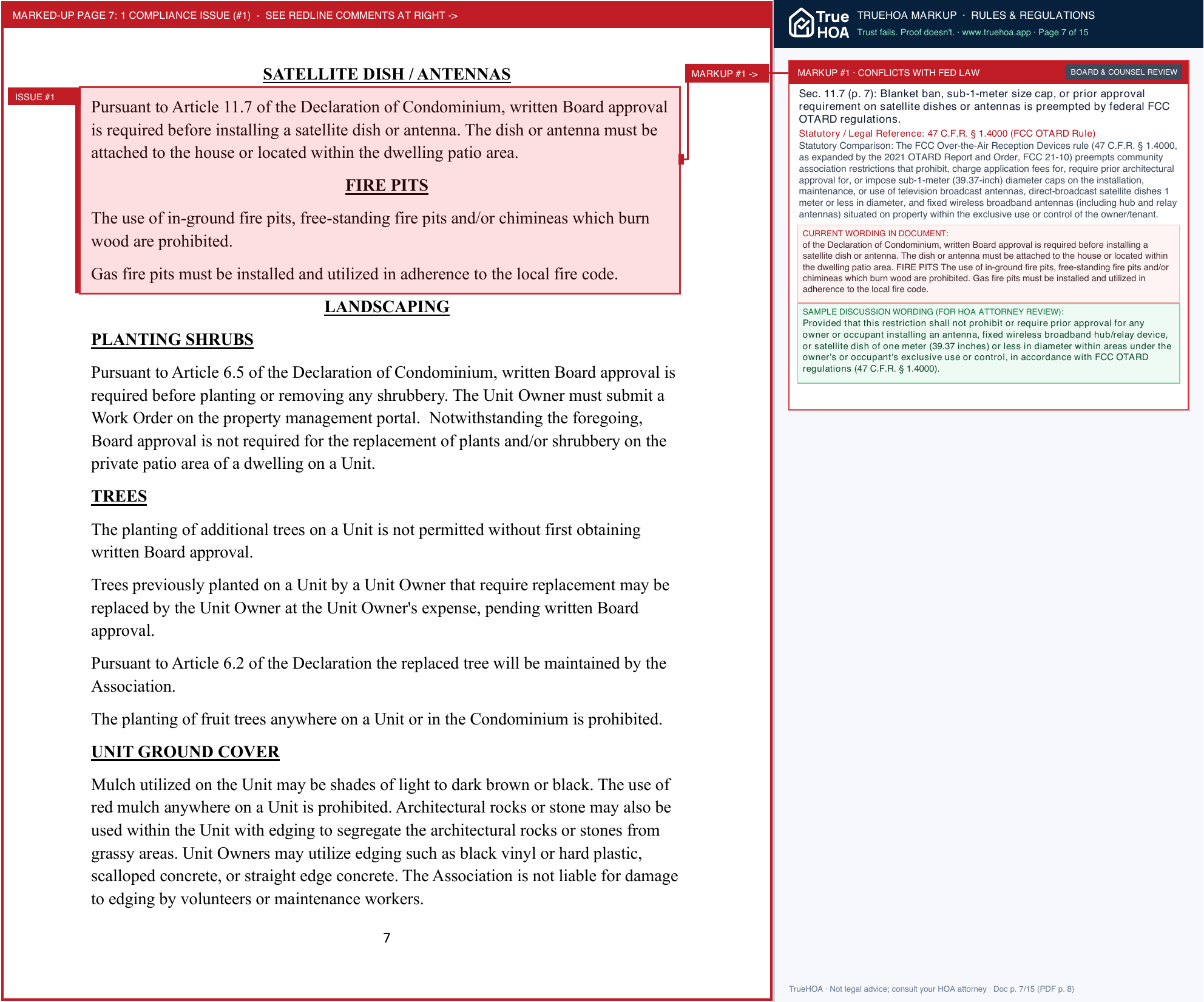 Ironwood Villas Condominium Association Rules and Regulations Updated 29SEP26 page 7 widened with TrueHOA Crystal AI margin annotations