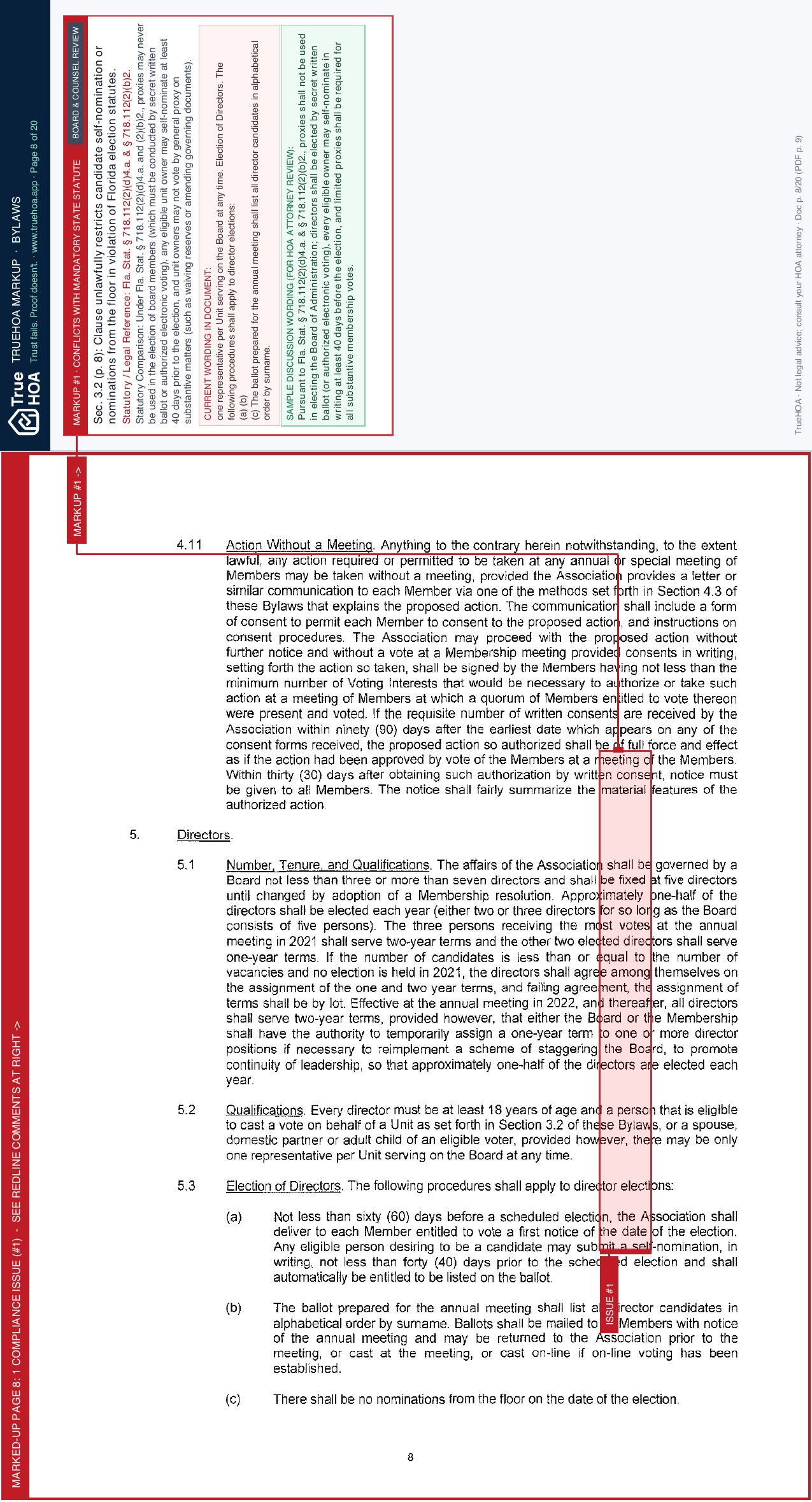 Island Park Condominium Association Bylaws Amended & Restated 2021 page 8 widened with TrueHOA Crystal AI margin annotations