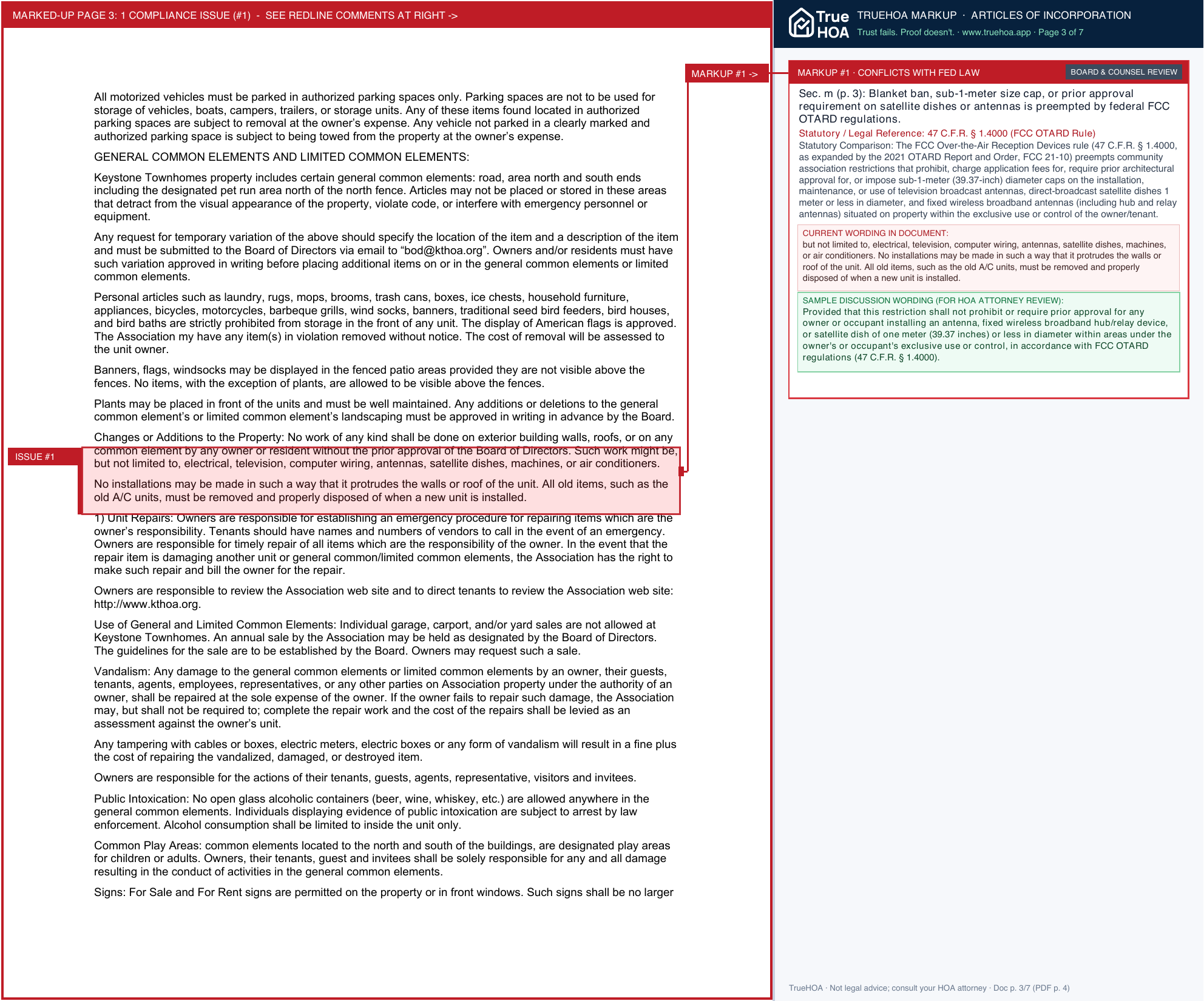 Keystone Townhomes Owners Association Keystone Rules page 3 widened with TrueHOA Crystal AI margin annotations