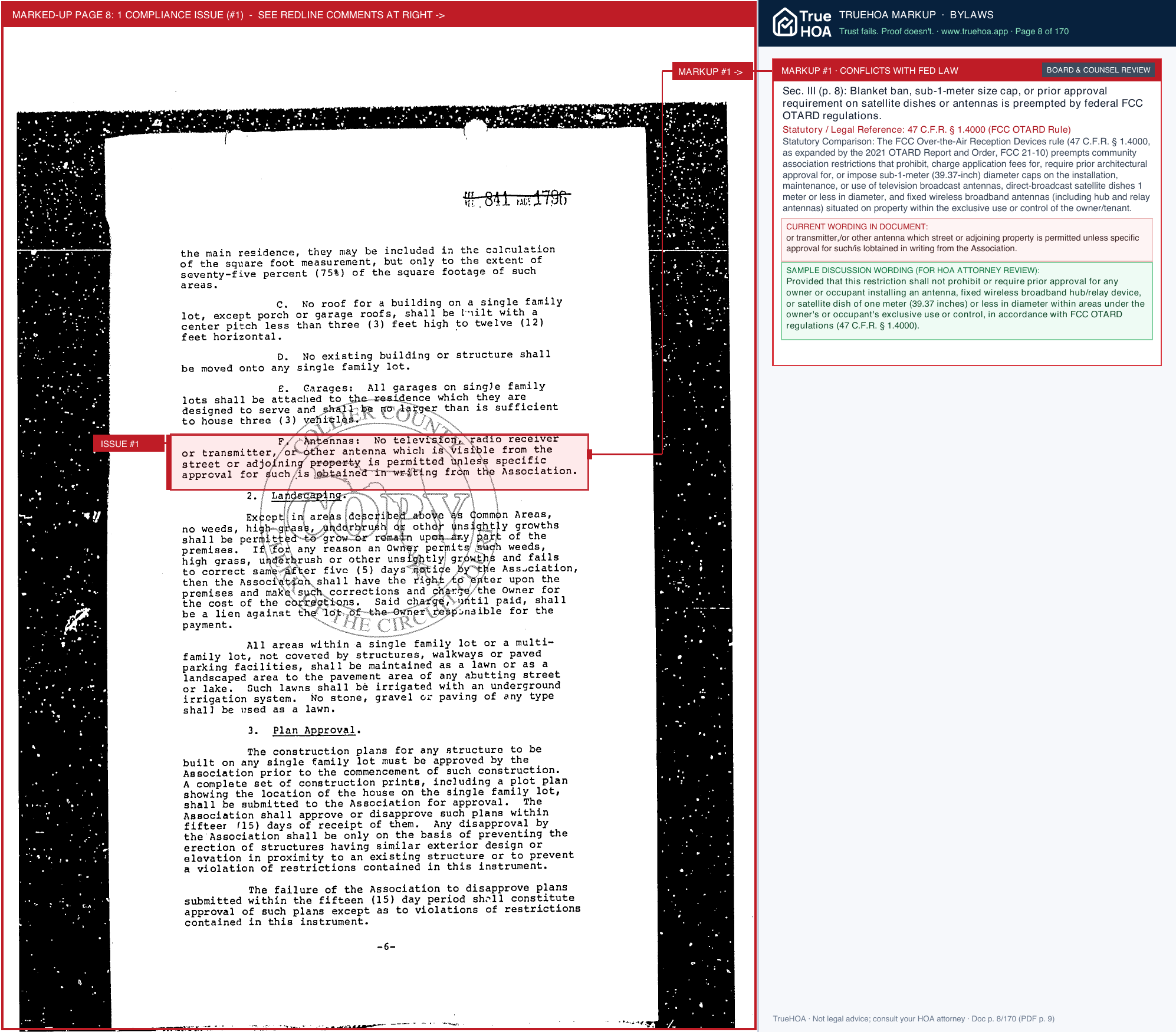 Kings Lake HOA Current Declaration of Covenants, Bylaws, and Articles page 8 widened with TrueHOA Crystal AI margin annotations