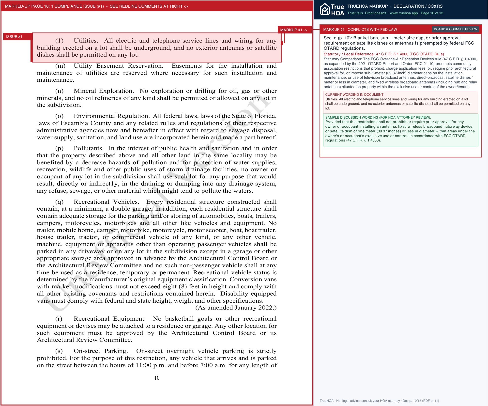 La Belle Terre HOA Consolidated Covenants page 10 widened with TrueHOA Crystal AI margin annotations