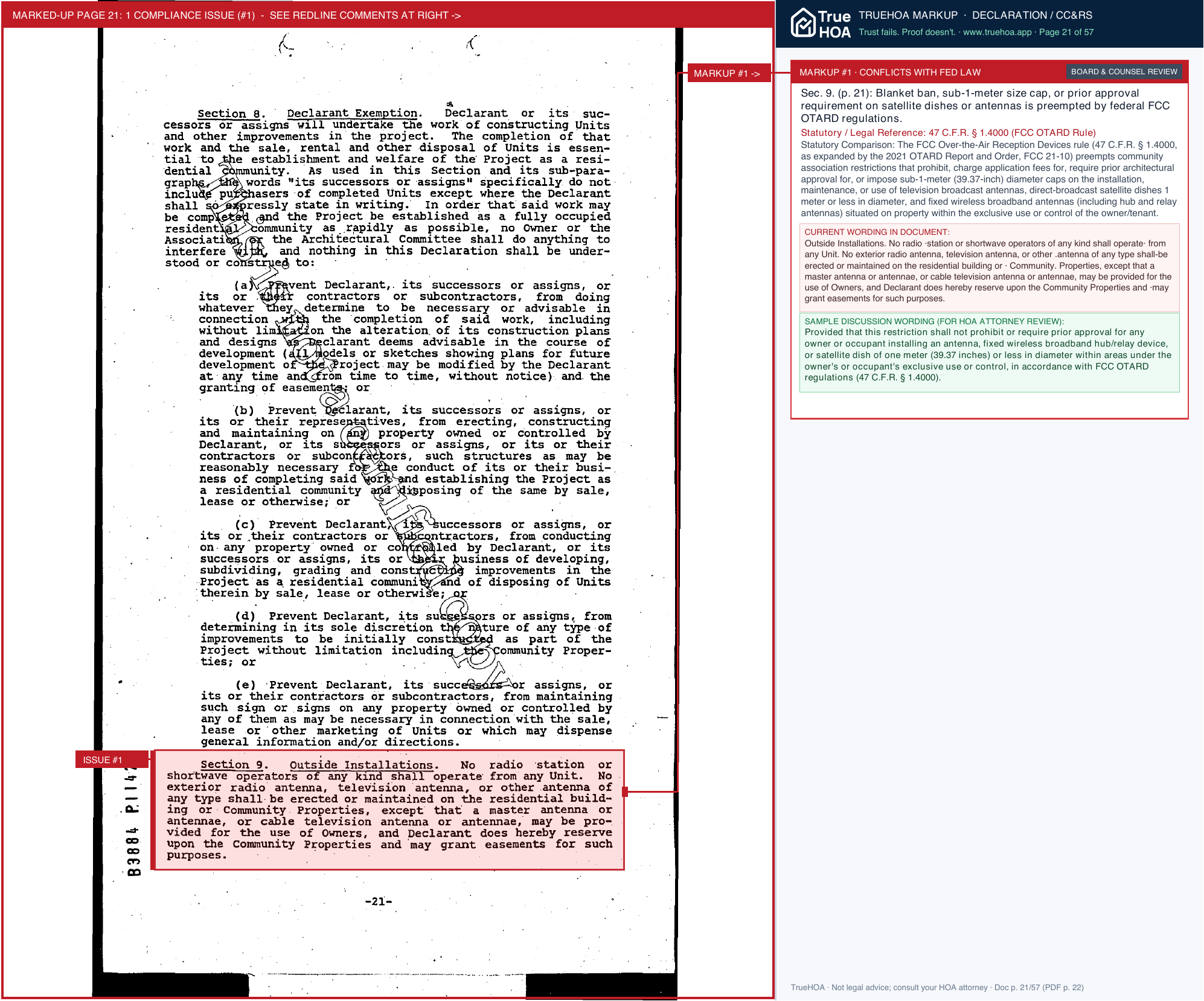 Lucerne Lakes Golf Colony Condominium Association Declaration of Covenants, Conditions & Restrictions page 21 widened with TrueHOA Crystal AI margin annotations